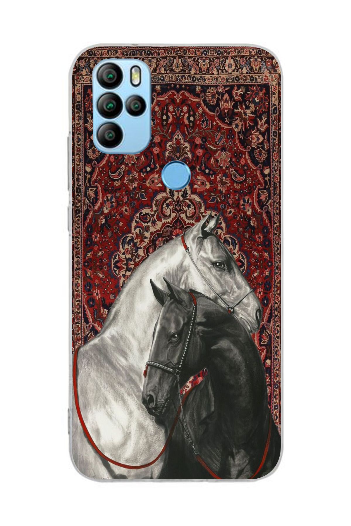 moonset Omix X300/X500 Uyumlu Atlar Tasarımlı Baskılı Şeffaf Telefon Kılıfı