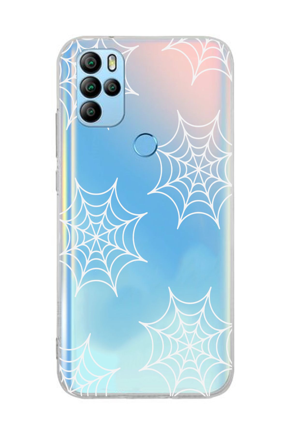 moonset Omix X300/X500 Uyumlu Örümcek Ağ Tasarımlı Baskılı Şeffaf Telefon Kılıfı