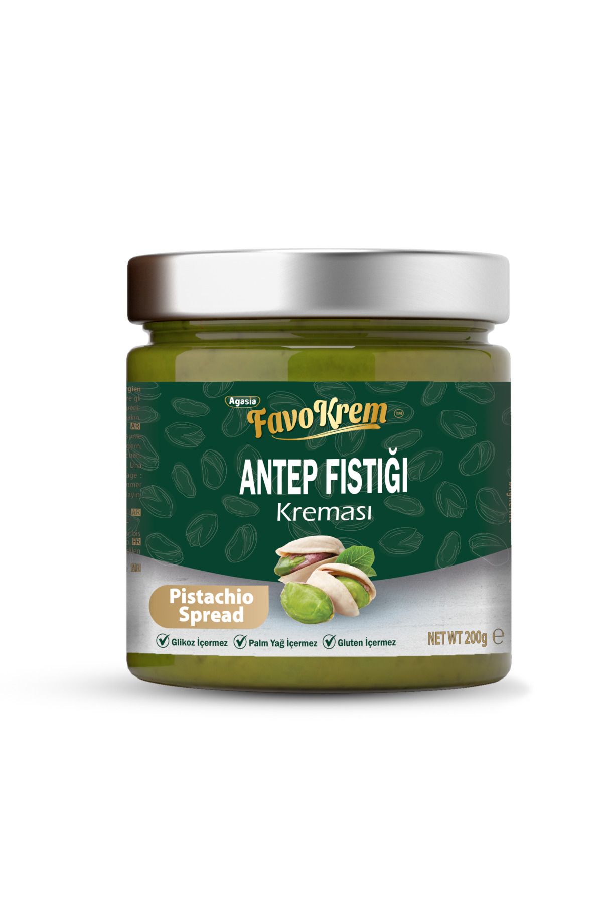 FavoKrem Antep Fıstığı Kremasi 15% (ANTEP FISTIK EZMESİ) Net 200g. Duabi Çikolatasına Uygundur,