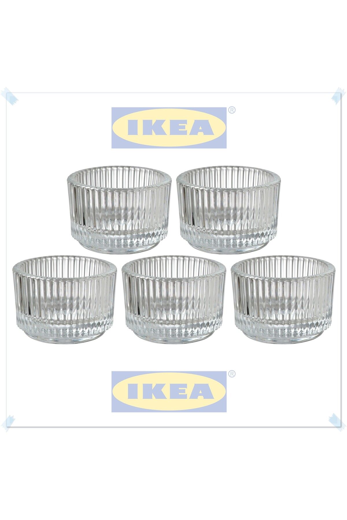 IKEA Finsmak Cam Tealight Mumluk, Çap: 3.5 cm, 5'li Set