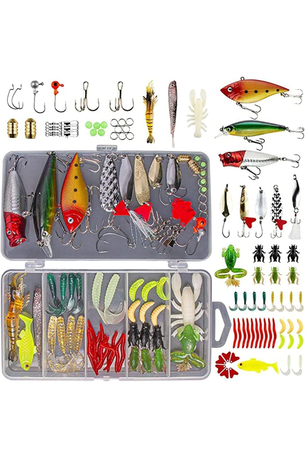 Fish & Paws Set 78 Momeli Artificiale Si Accesorii Pentru Pescuit Fish & Paws , Include Cutie De Depozitare - One Size