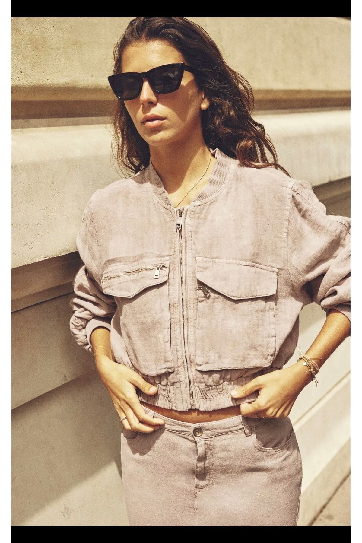 Butik Allbucks ZR %100 Ham Keten Oversize Bomber Ceket Abzra0151