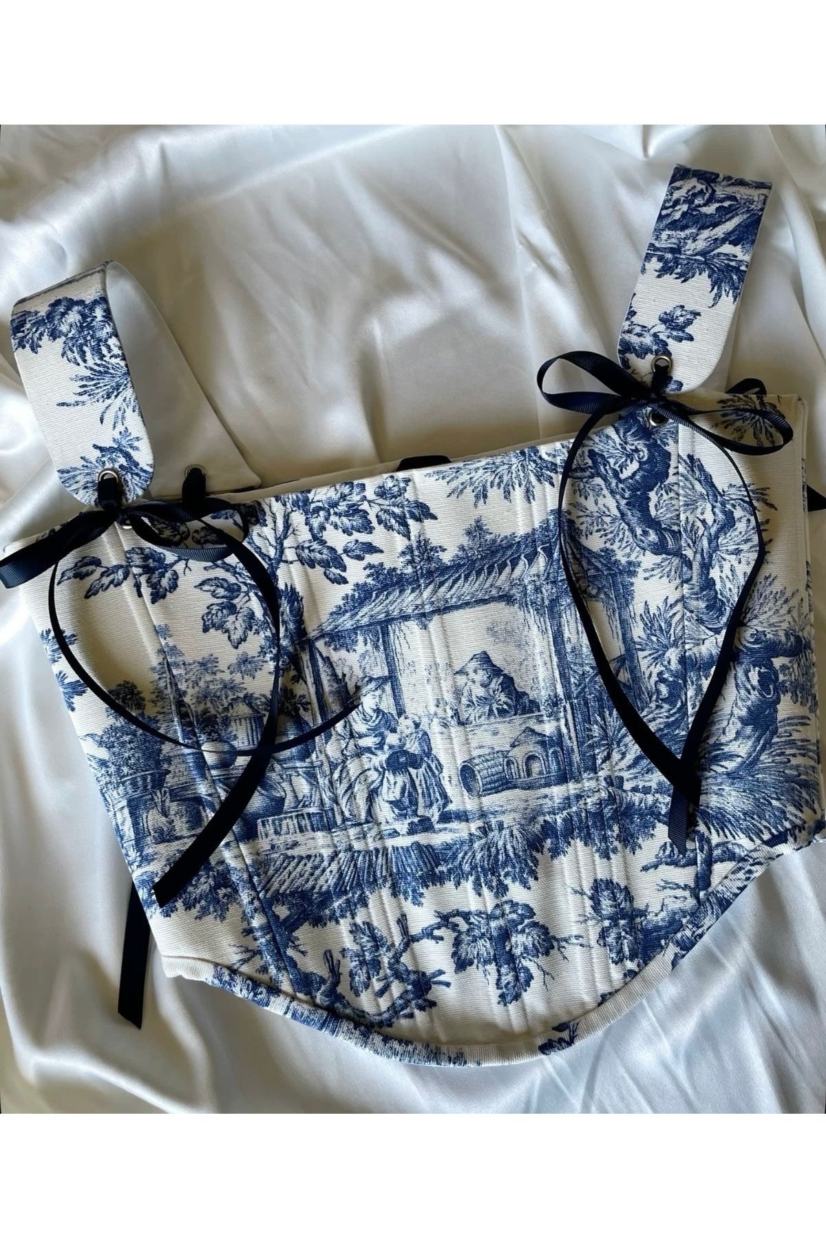 SARA Clothessy Tasarım Vintage Fransız Mavi korse büstiyer