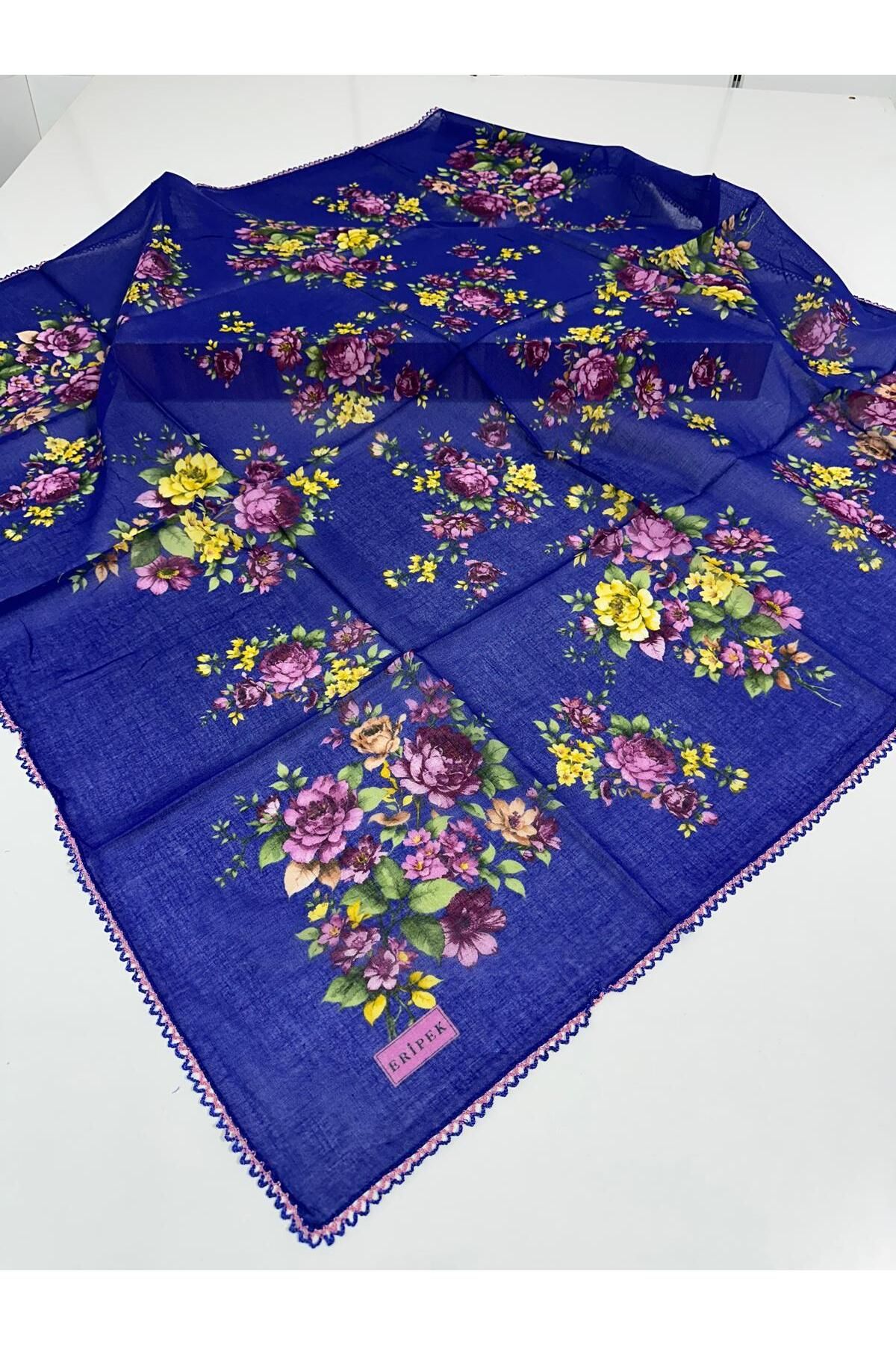 Eripek Oyalı Pamuk Tülbent- 05097 95 X 95 Saks Mavi 20