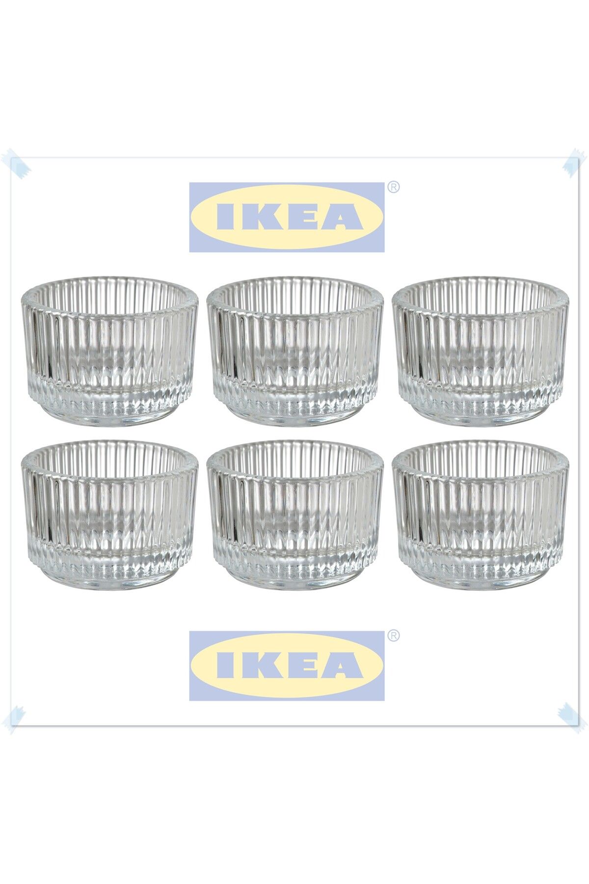 IKEA Finsmak Cam Tealight Mumluk, Çap: 3.5 cm, 6'lı Set