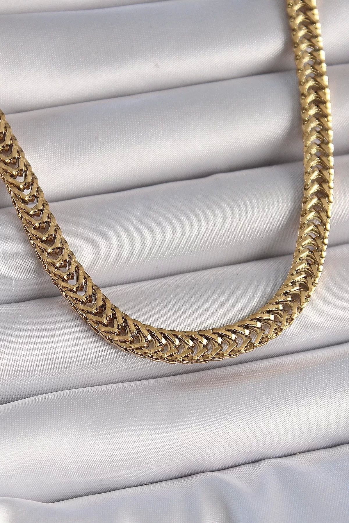 Clariss 316L Çelik Gold Renk Balık Sırtı Model Kadın Kolye