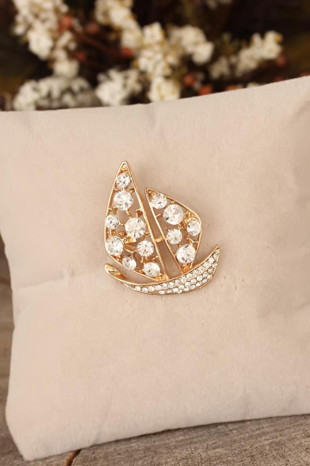 FASHIONLINE Zirkon Taşlı Yelken Figürlü Broş