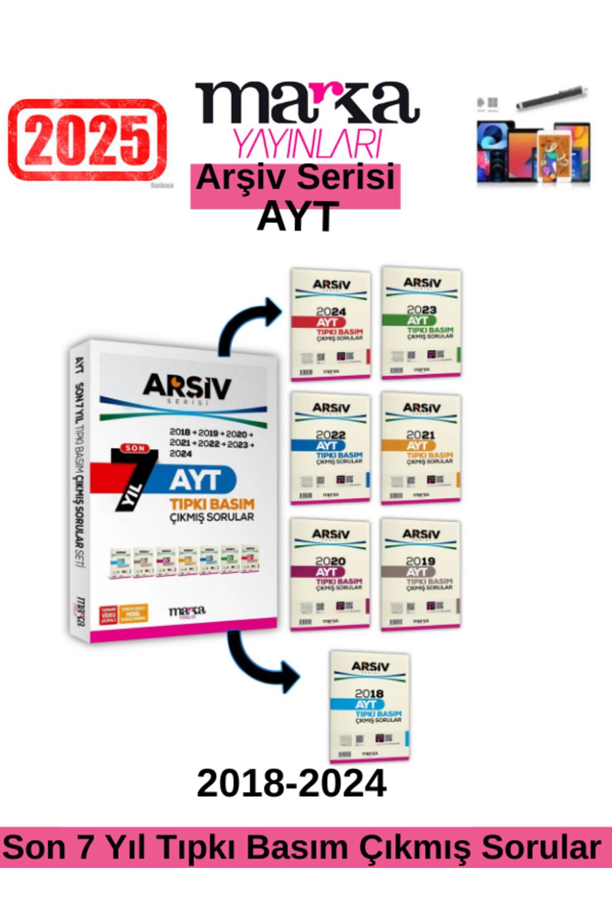 Ens Yayıncılık Marka Yayınları Son 7 Yıl AYT Arşiv Serisi Çıkmış Sorular Tamamı Video Çözümlü+Android Kalem