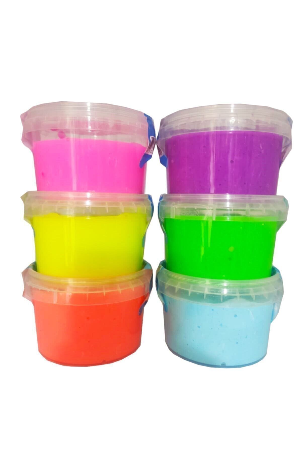 YUM TOYS Slime Oyun Jeli Yuvarlak Kutu Yumtoys Polymer Slime Eğitici Oyun Seti 6 adet