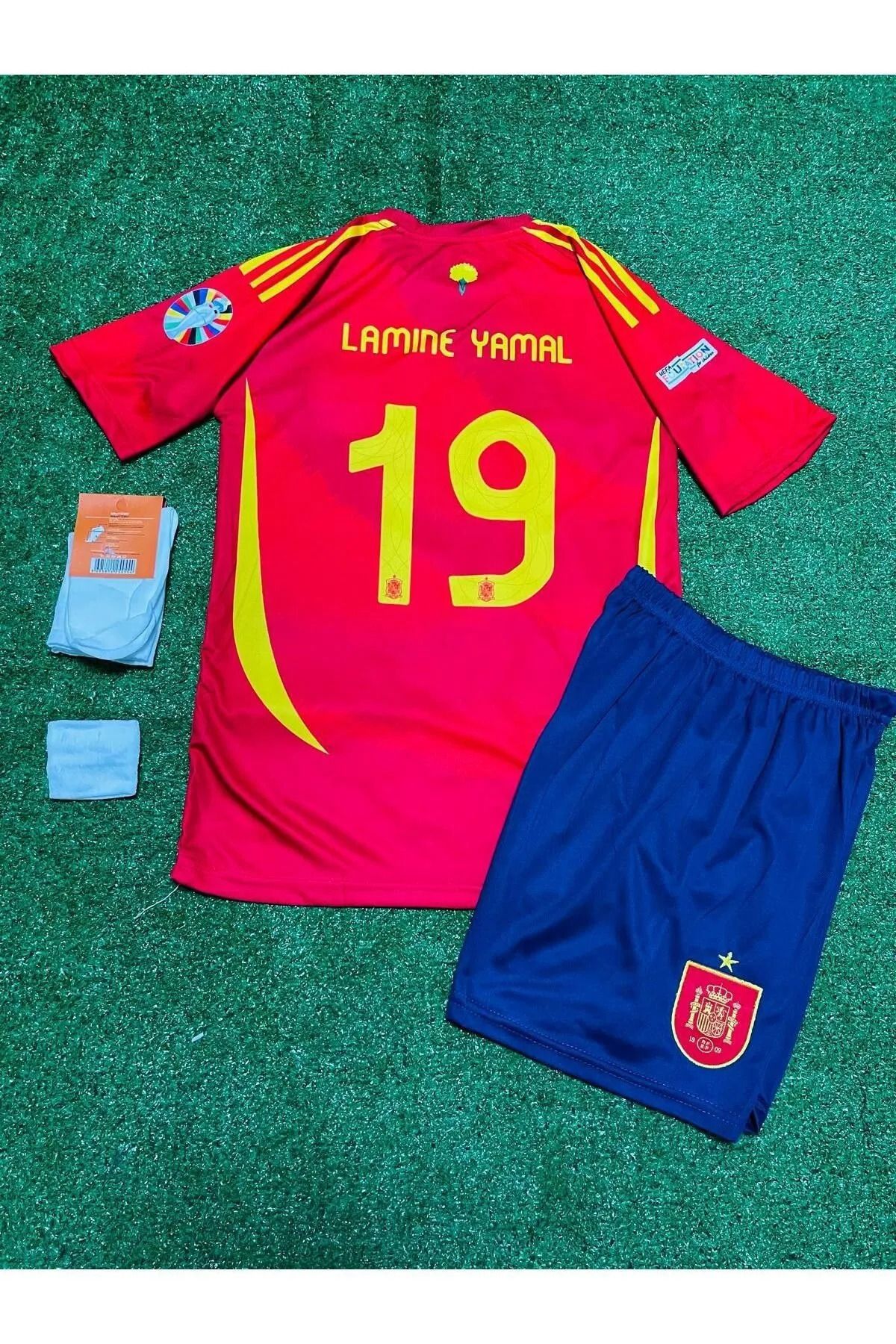 Armageddon Euro 2024 Finali Efsane Lamine Yamal İSPANYA Çocuk şort çorap bant Forması 4'lü Set