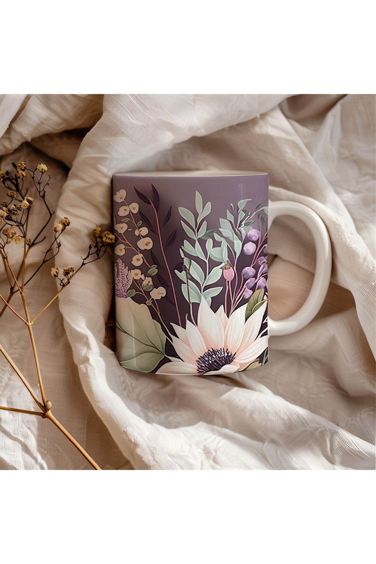 waspandhornet Floral Desen Seramik Kupa