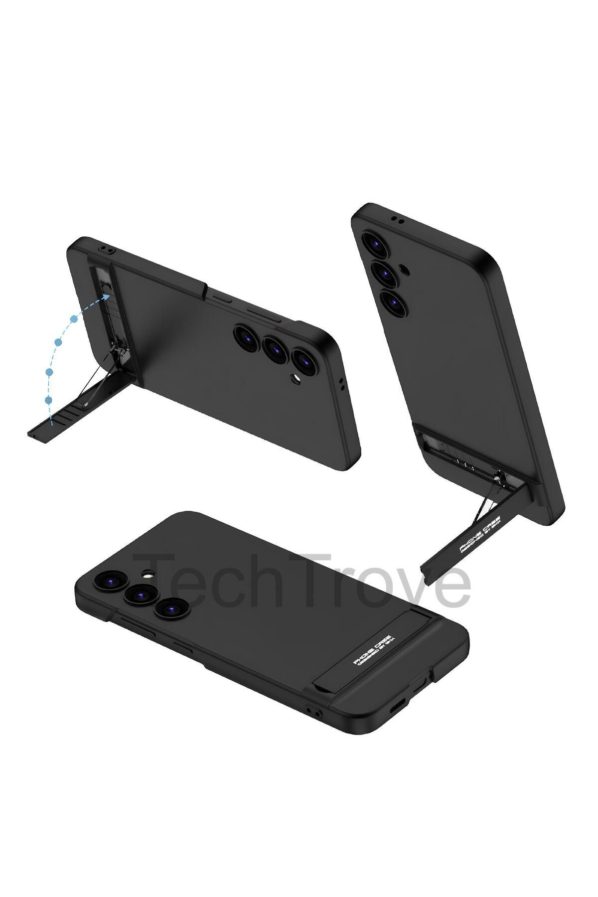 TechTrove Galaxy S24 Plus Kılıf Kamera Korumalı Dikey Standlı Ays Kapak