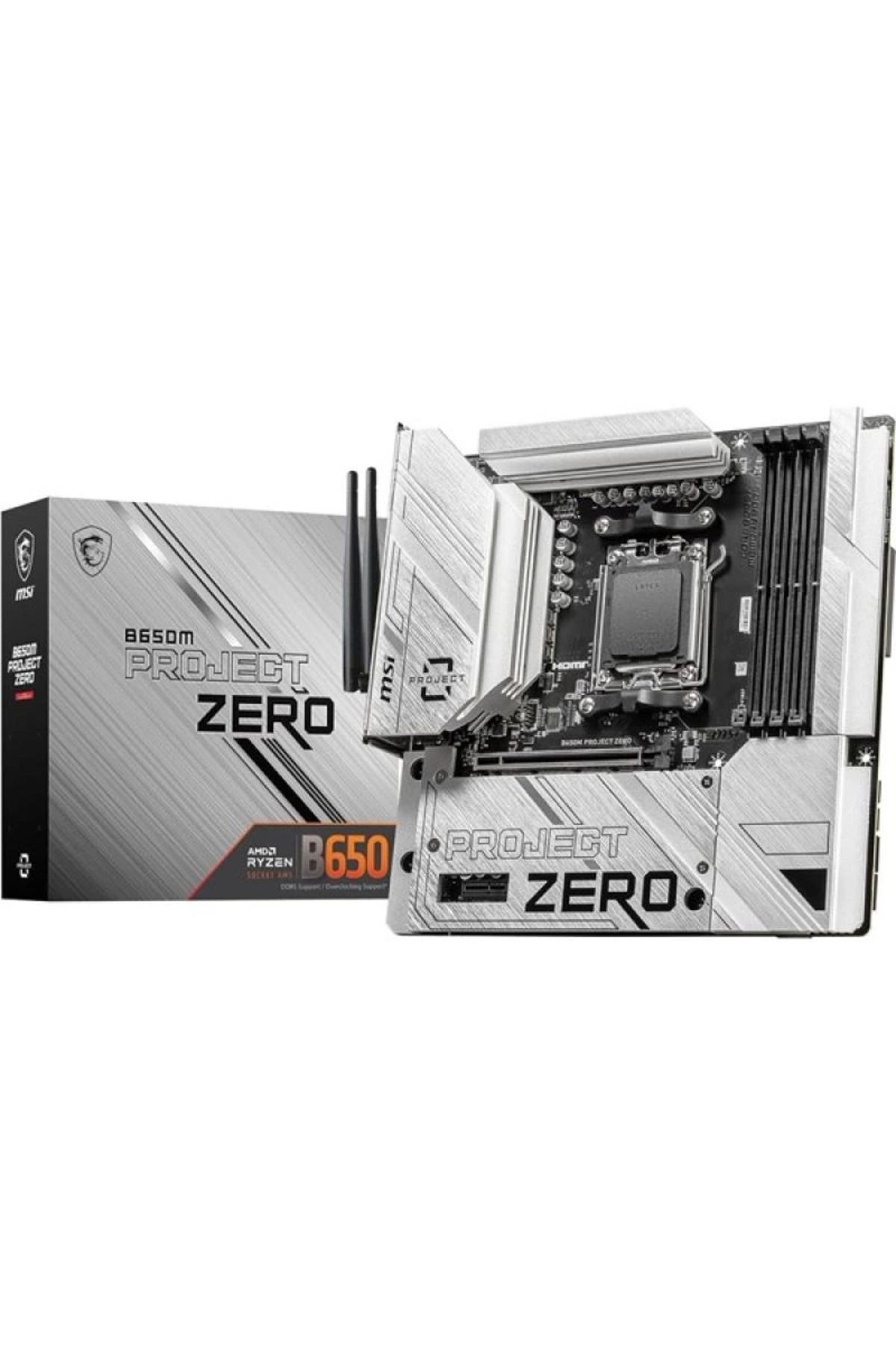 Genel Markalar MSI B650M PROJECT ZERO WIFI-6E DDR5 HDMI-DP PCIE 4.0 AM5 mATX