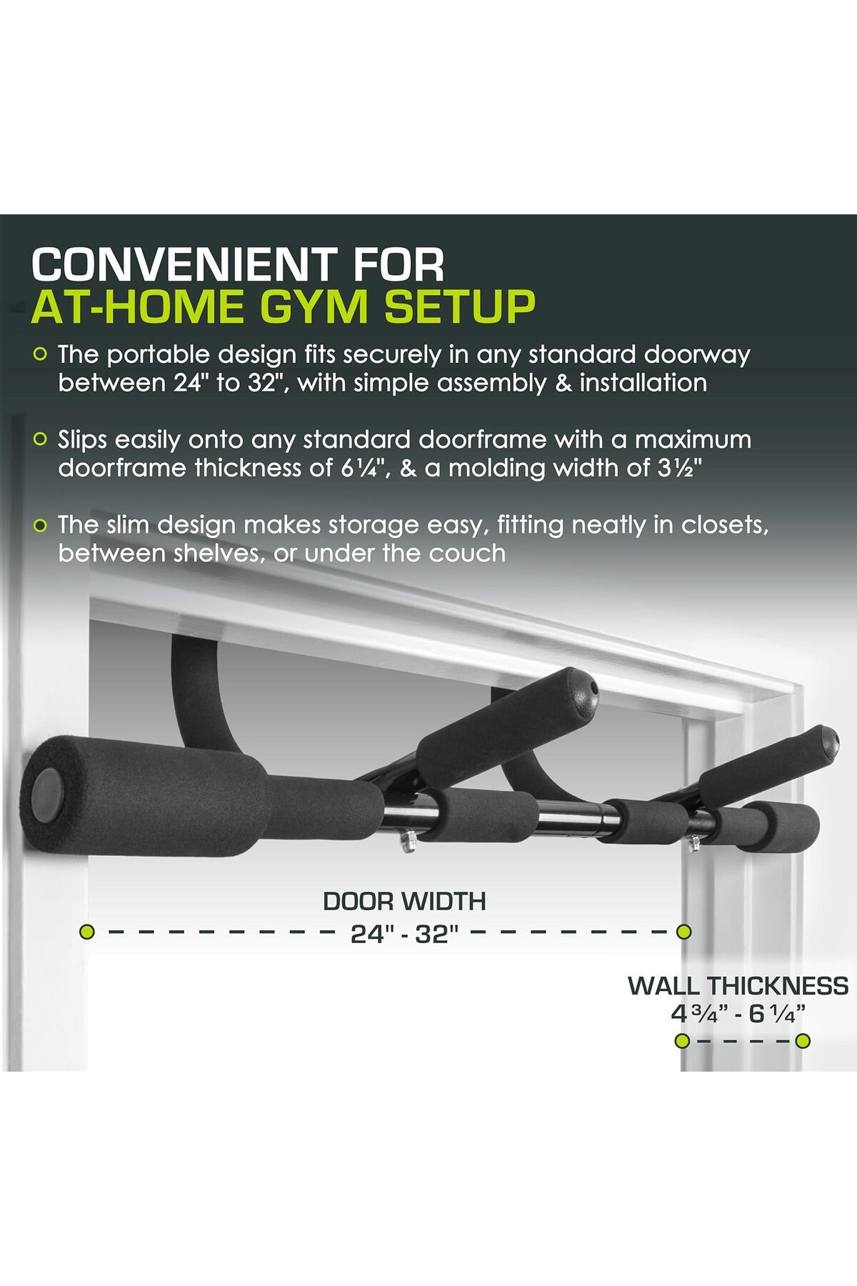 BUNCA-Iron Bar for fitness exercises, muscle building and pull-up exercises. Easy to install anywhere. 5
