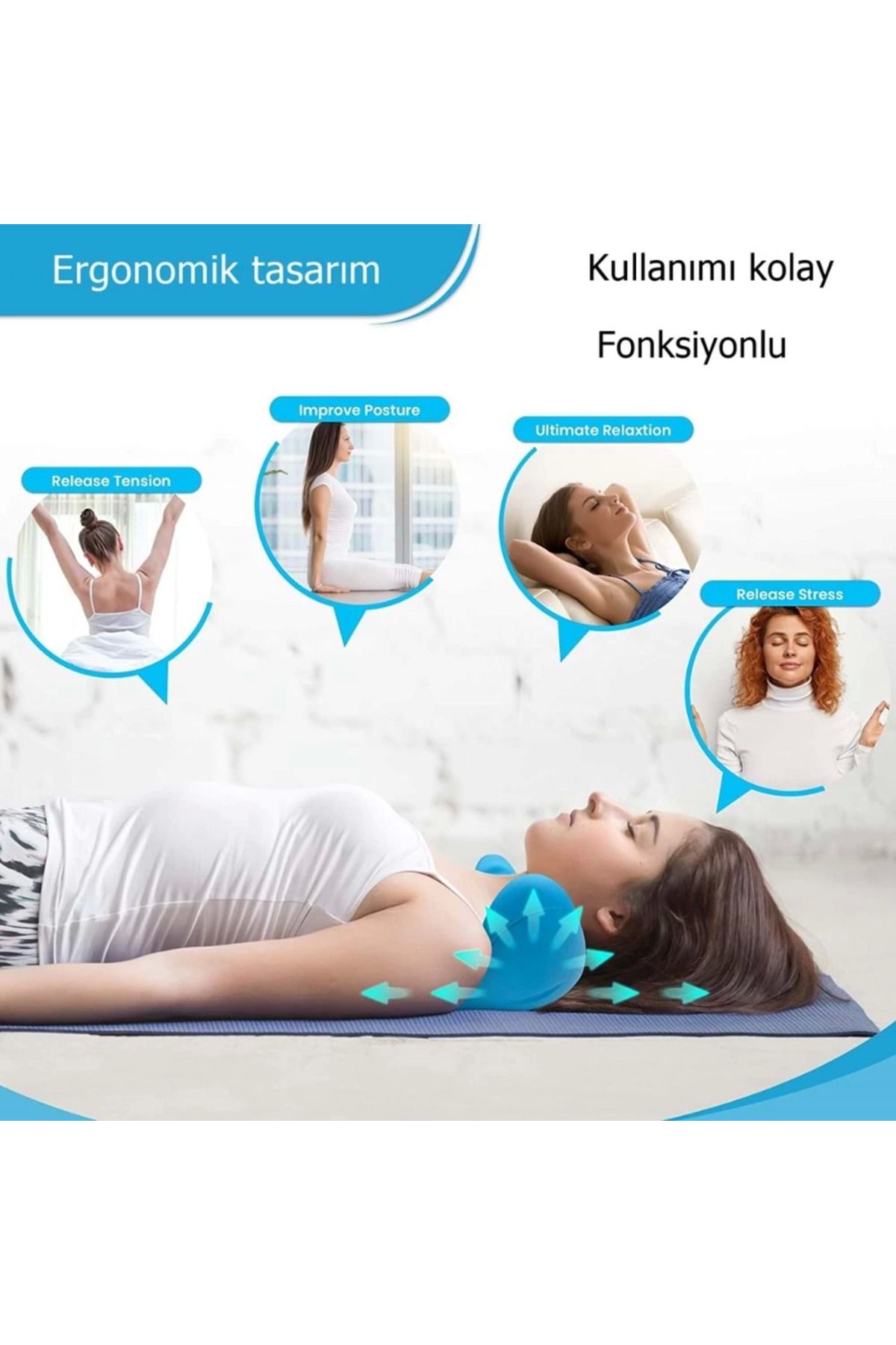 buybox Epilons Ergonomik Boyun Masajı Yastığı - Servikal Traksiyon Destekli, Ağrı Giderici, Ortopedik Yapı