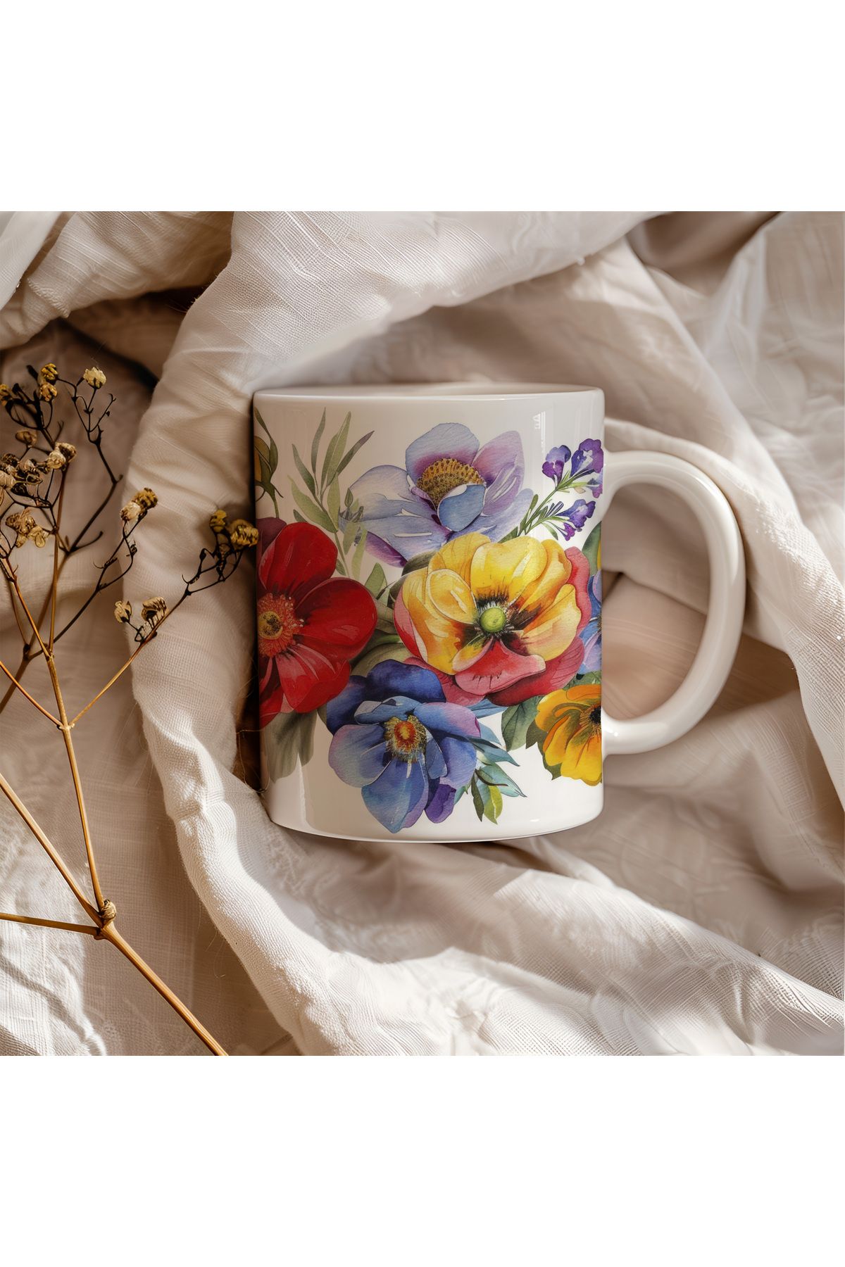 waspandhornet Floral Seramik Kupa