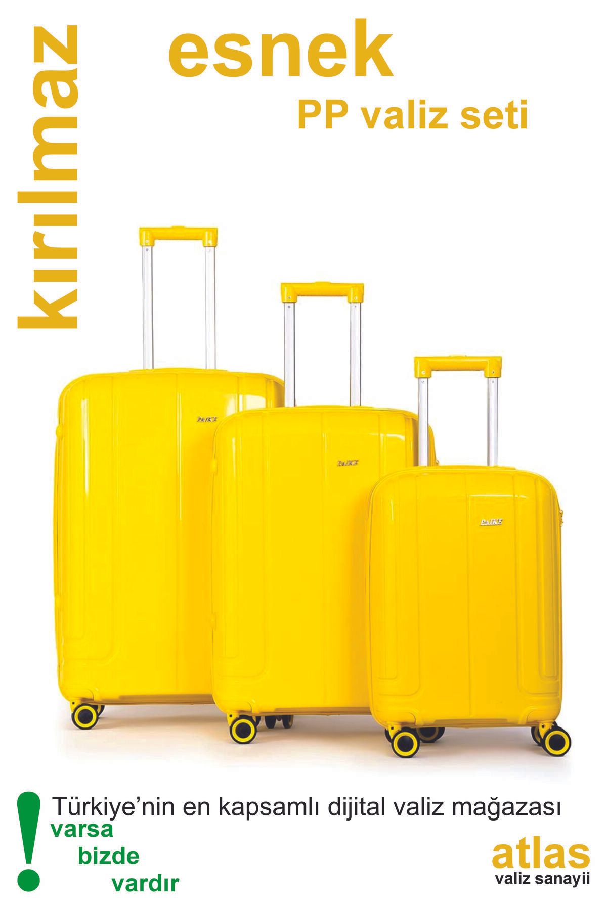 Captivex PAİKE--PP POLİKARBON--ESNEK SİLİKON--ÜSTÜN KALİTELİ--3 BOY VALİZ SETİ
