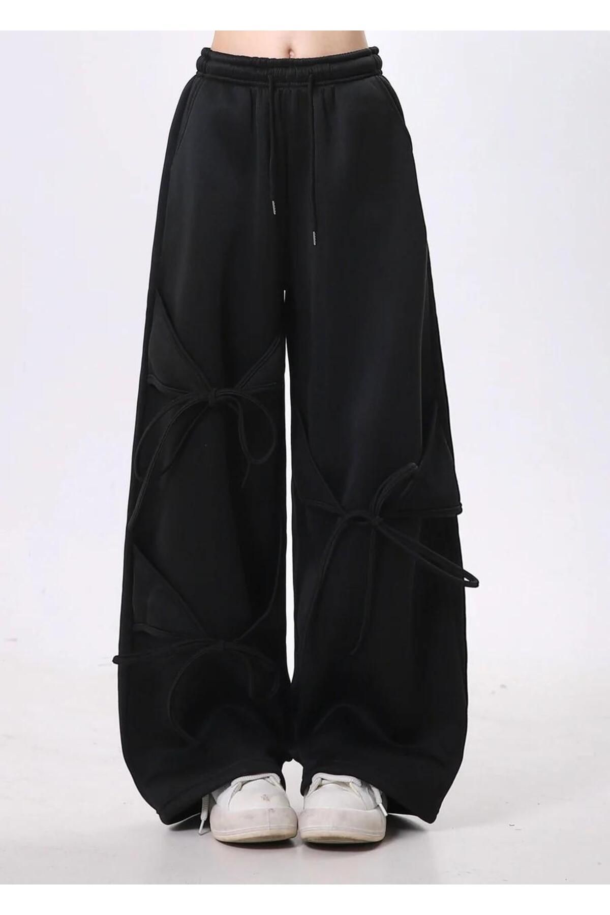 DEEFWEAR Yeni Model Trend Fiyonk Detaylı Örme Pantolon Eşofman