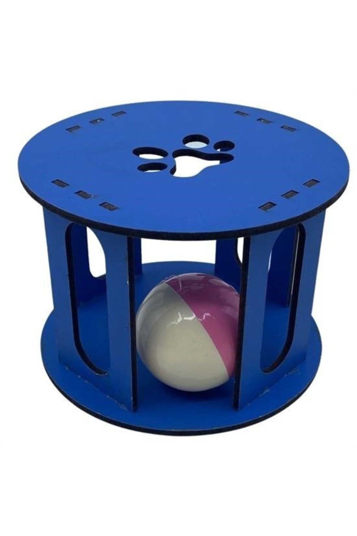 KfksStore Ahşap Kafes Renkli Toplu Kedi Patisi Desenli Sesli Kedi Oyuncağı