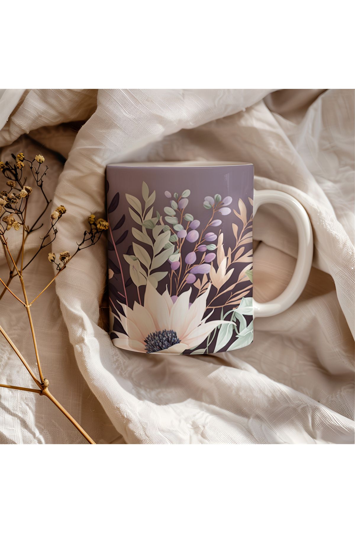 waspandhornet Floral Desen Seramik Kupa