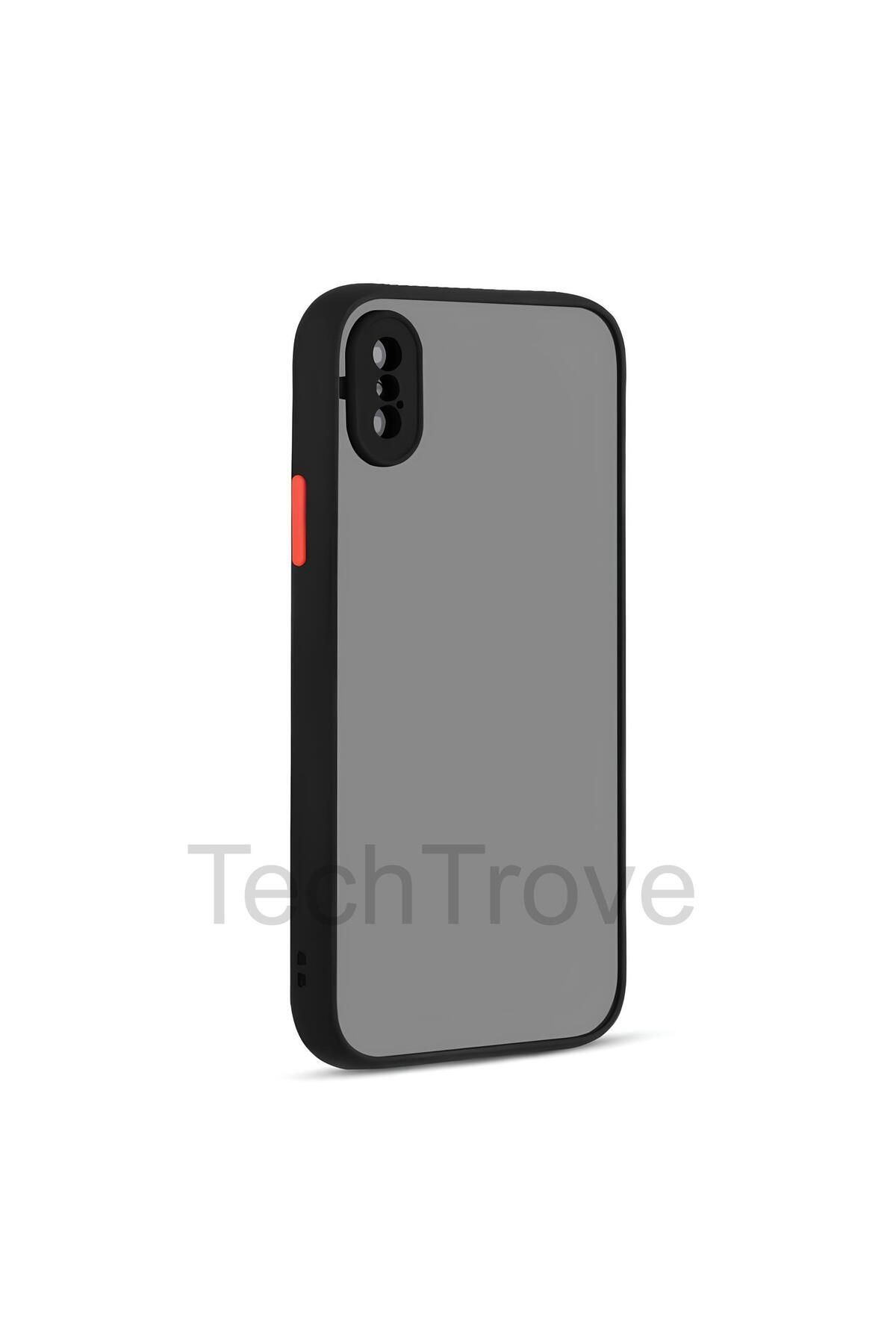 TechTrove Apple iPhone XS 5.8 Kılıf Buzlu Tasarım Kenarları Yumuşak Kamera Koruma Çıkıntılı Kapak
