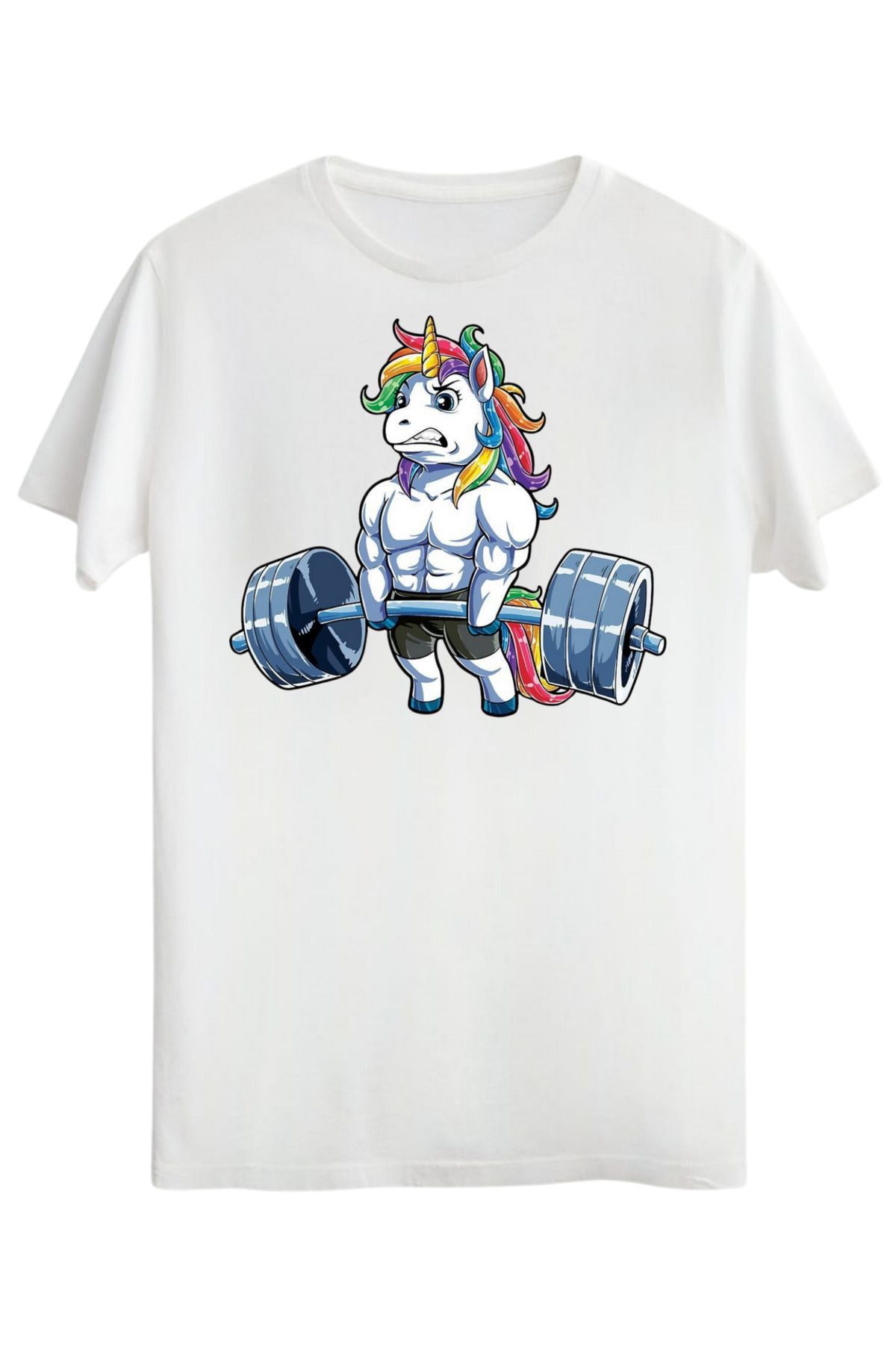 MODA GYM UNİCORN BOL KESİM OVERSİZE OMUZU DÜŞÜK T-SHİRT TÜYLENMEZ %100 PAMUK SPOR SALONUN POPİLERİ