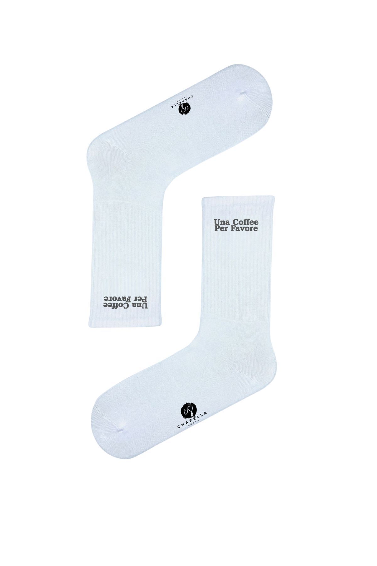 ChapellaSocks Una Coffee Per Favore Nakışlı Unisex Uzun Tenis Çorap- %100 Pamuk ve Rahat!