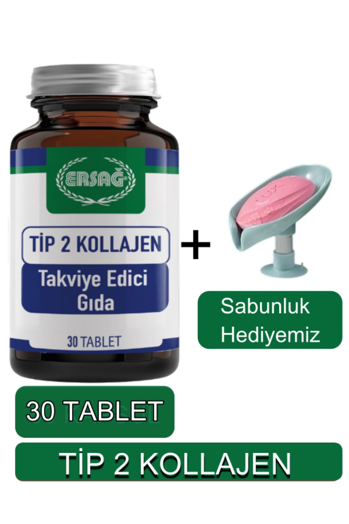 Ersağ TİP 2 Kollajen Tablet - Sabunluk Hediyemiz 2098-841