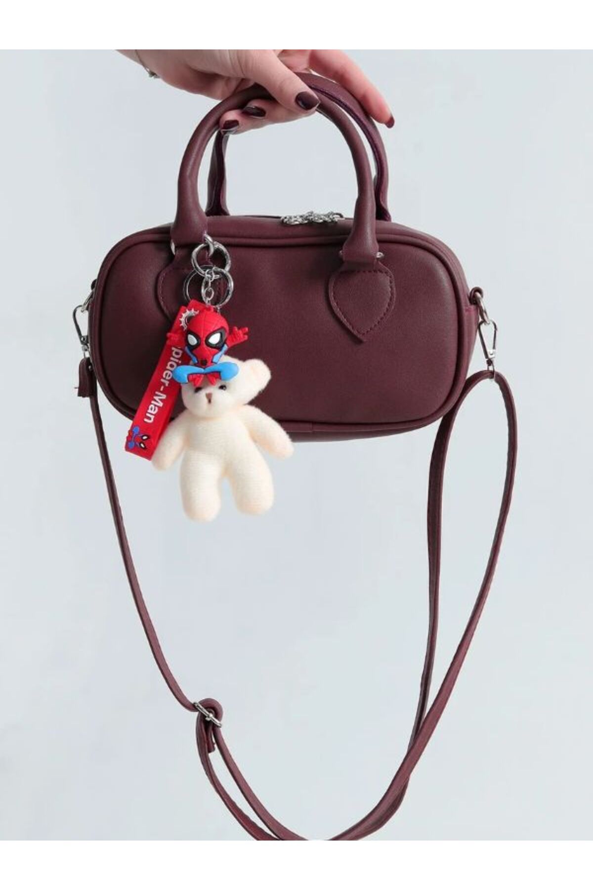 Butik Teddy Bordo Kol ve Omuz Çantası