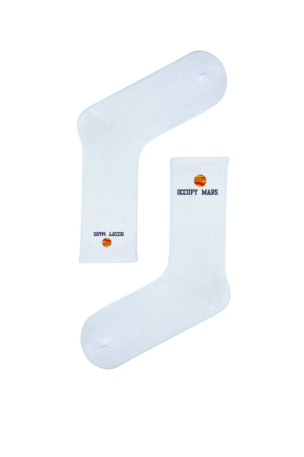 ChapellaSocks Occupy Mars Nakışlı Unisex Uzun Tenis Çorap- %100 Pamuk ve Rahat!