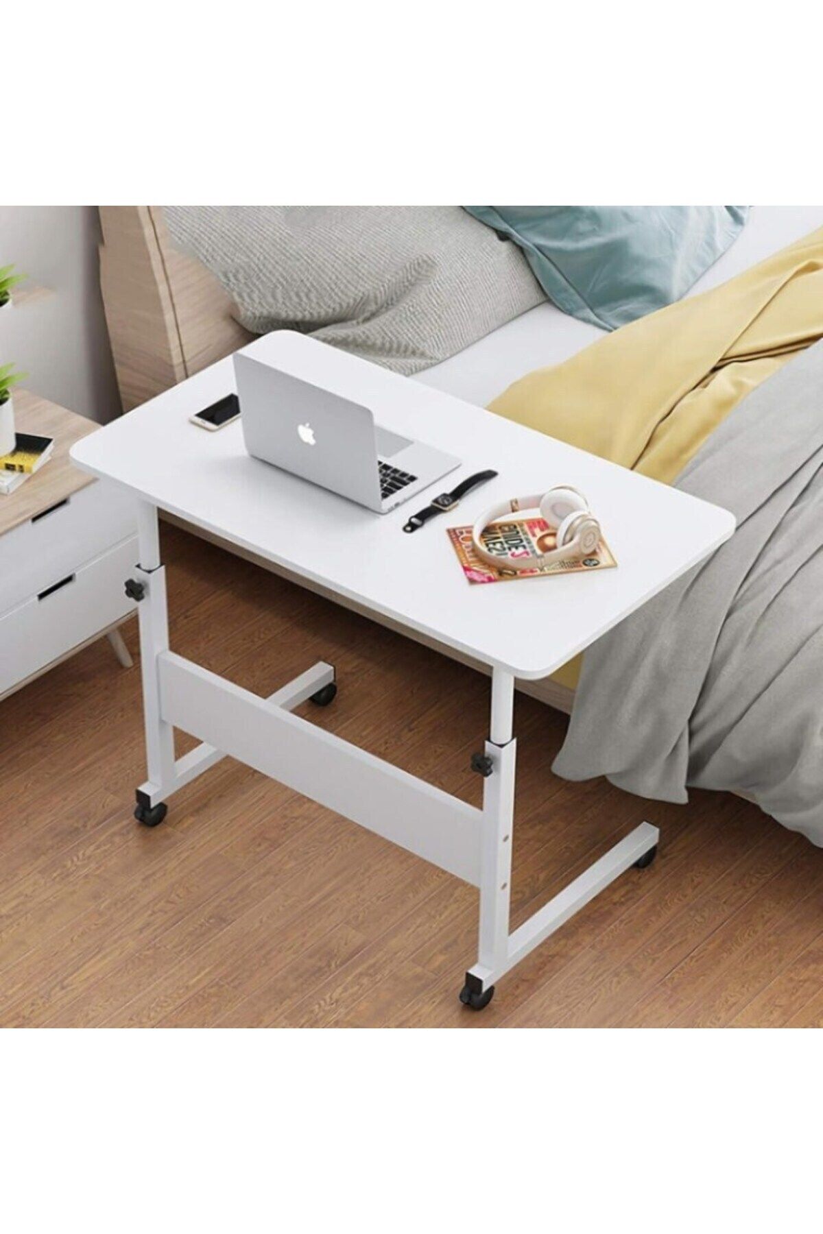 1st-Movable Laptop Table with Variable Height (40*80 cm) - White 1