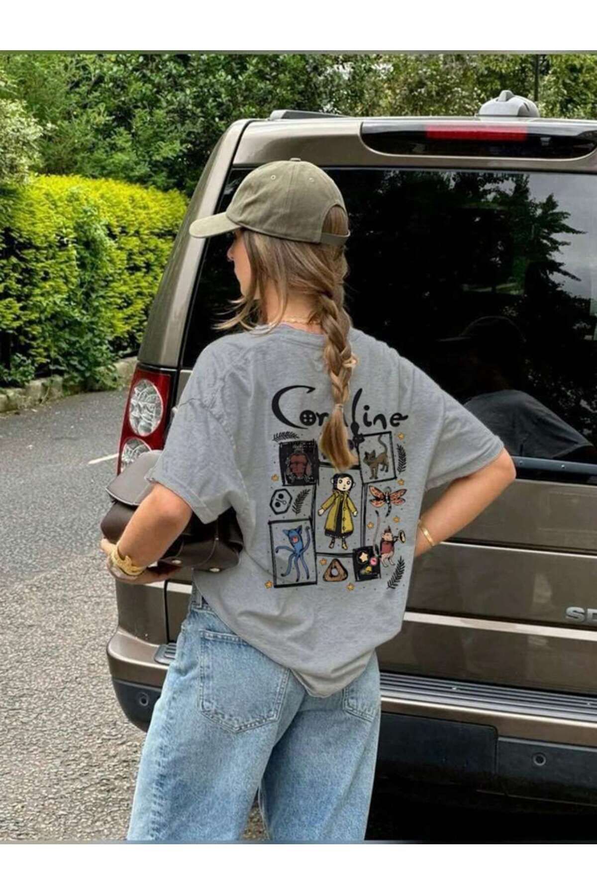cc collection Coralina Sırt Baskılı Kadın Oversize T-Shirt
