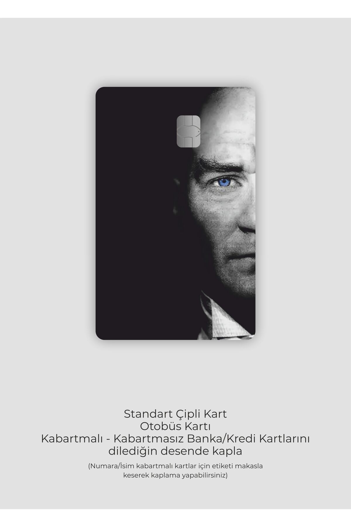 hediyenebak Mustafa Kemal Atatürk Tasarımlı | Kart Kaplama Stickeri | Kredi/Banka Kartı Için Uyumlu