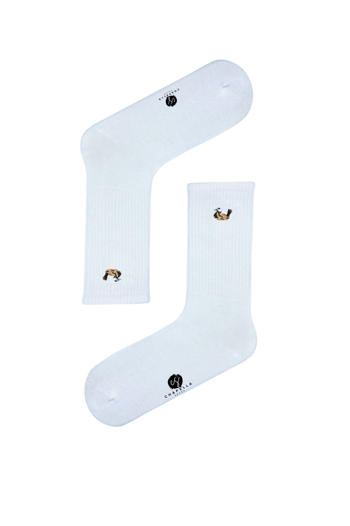 ChapellaSocks Dikkuyruk Nakışlı Unisex Uzun Tenis Çorap- %100 Pamuk ve Rahat!