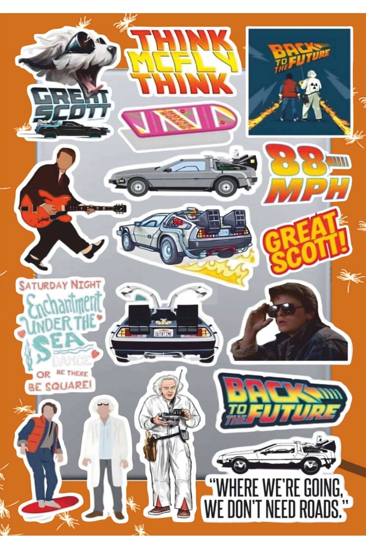 hediyenebak Back To The Future Sticker Seti | Laptop Ajanda PC Tablet Telefon Defter Etiket Bullet Journal