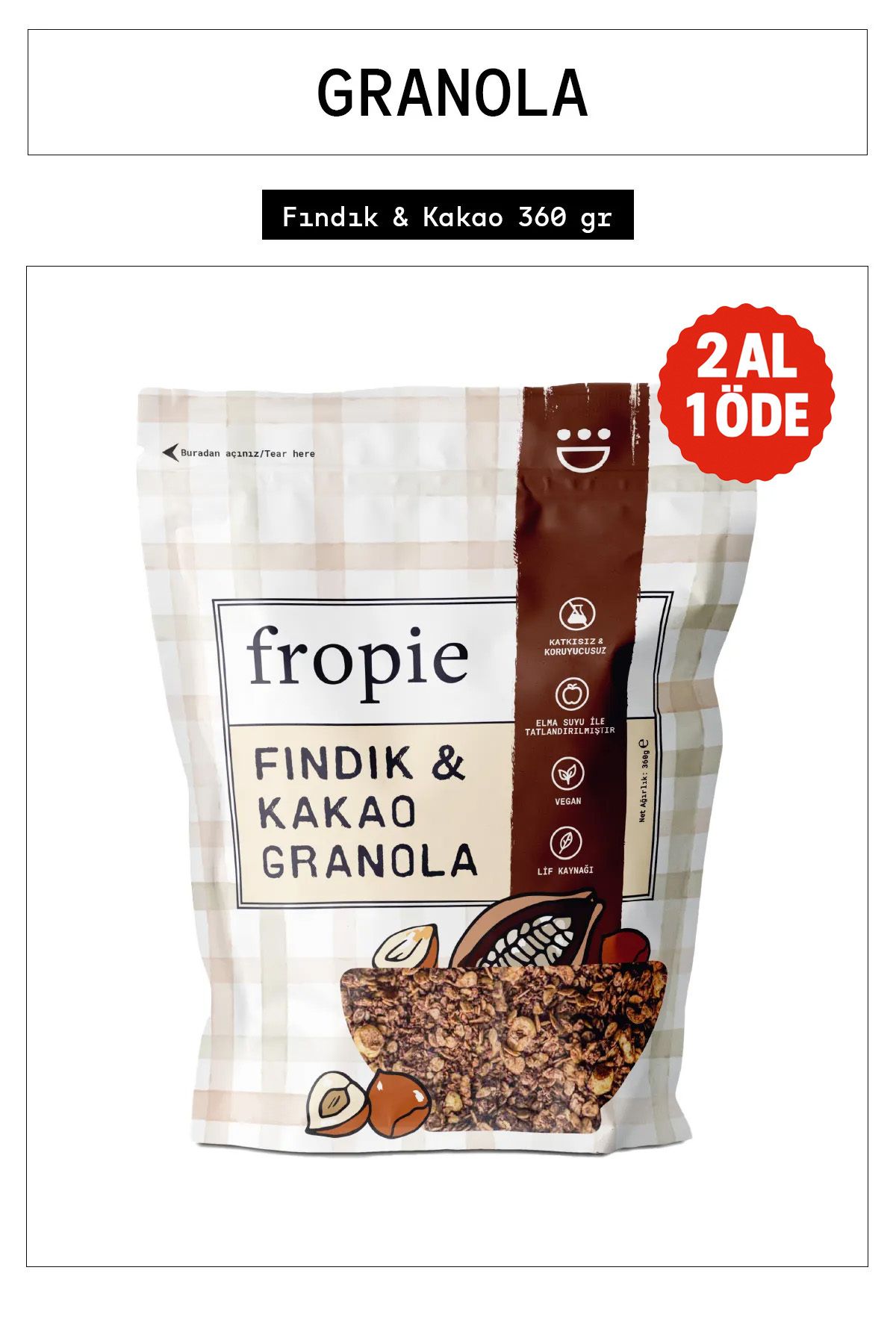 FROPİE Fındık & Kakao Granola 360g