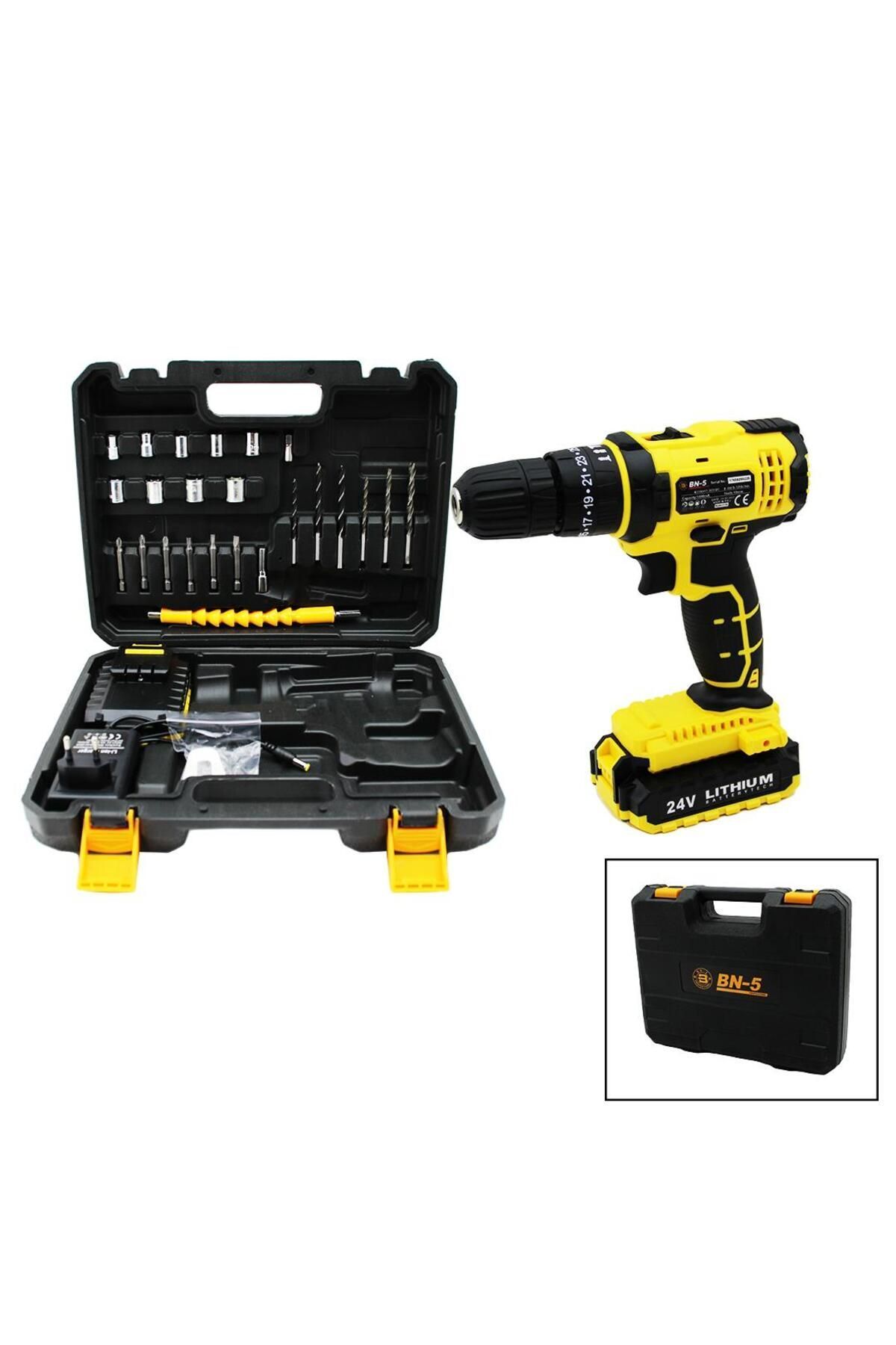 teknotrust BANCO BN-5 F-136 STANLIY SARI 24W PROFESSIONAL ŞARJLI DARBELİ MATKAP SETİ ÇANTALI (4375)