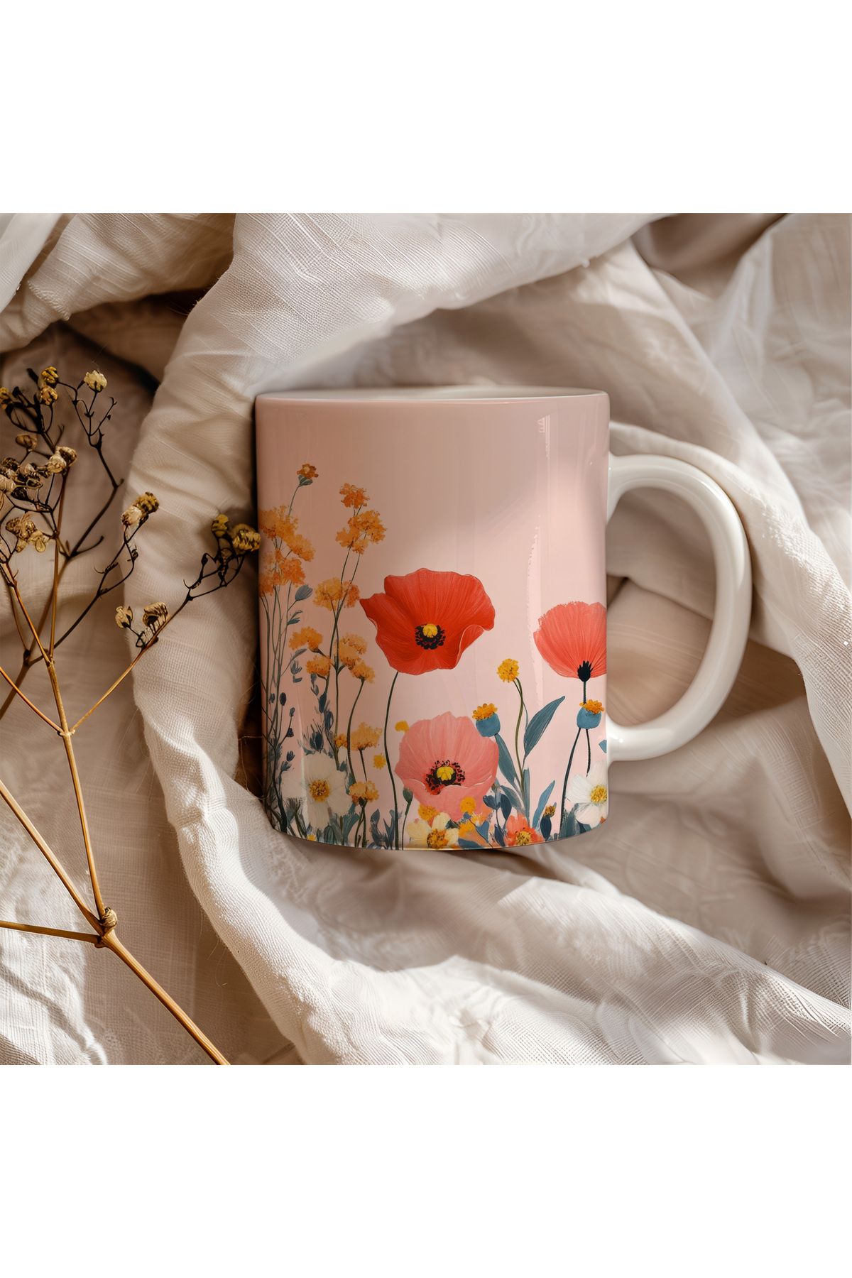 waspandhornet Floral Tasarımlı Kupa
