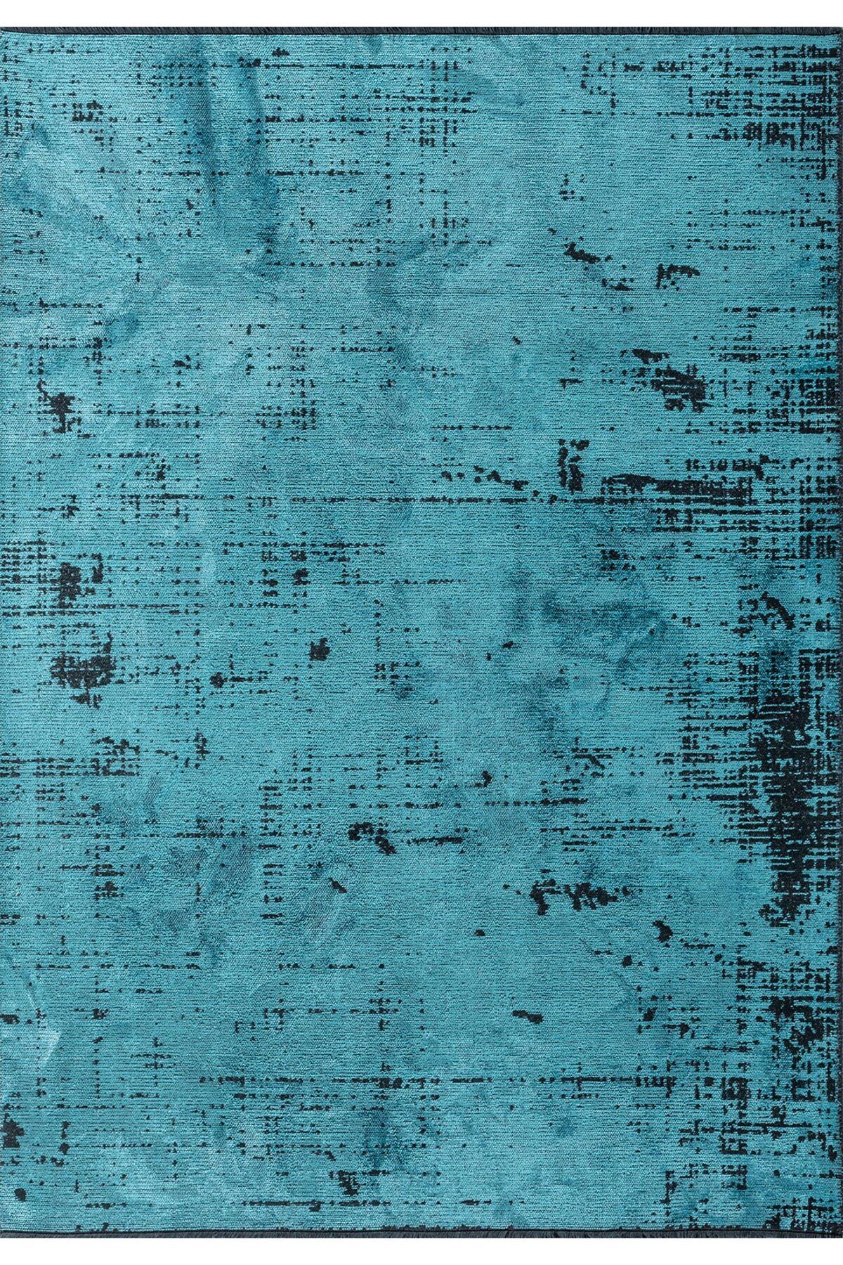 BM Home SPACE TURKUAZ - MAT SİYAH 100X200 CM HALI