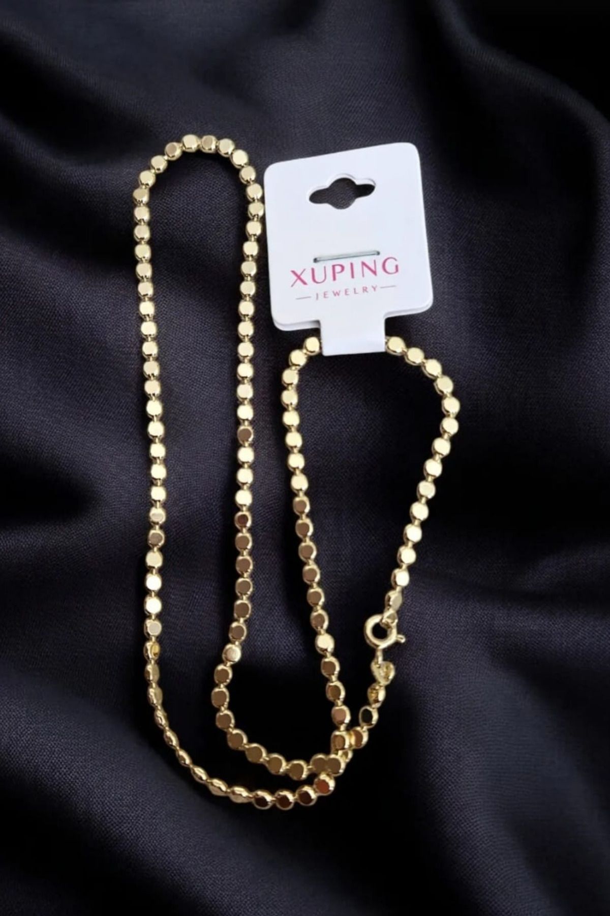 KEREMİNModaRuhu xUPING Vıp 14 K Altın Renk Ezme Arpa Arpa Kolye Ezme Zincir Kolye Boyu 45 cm
