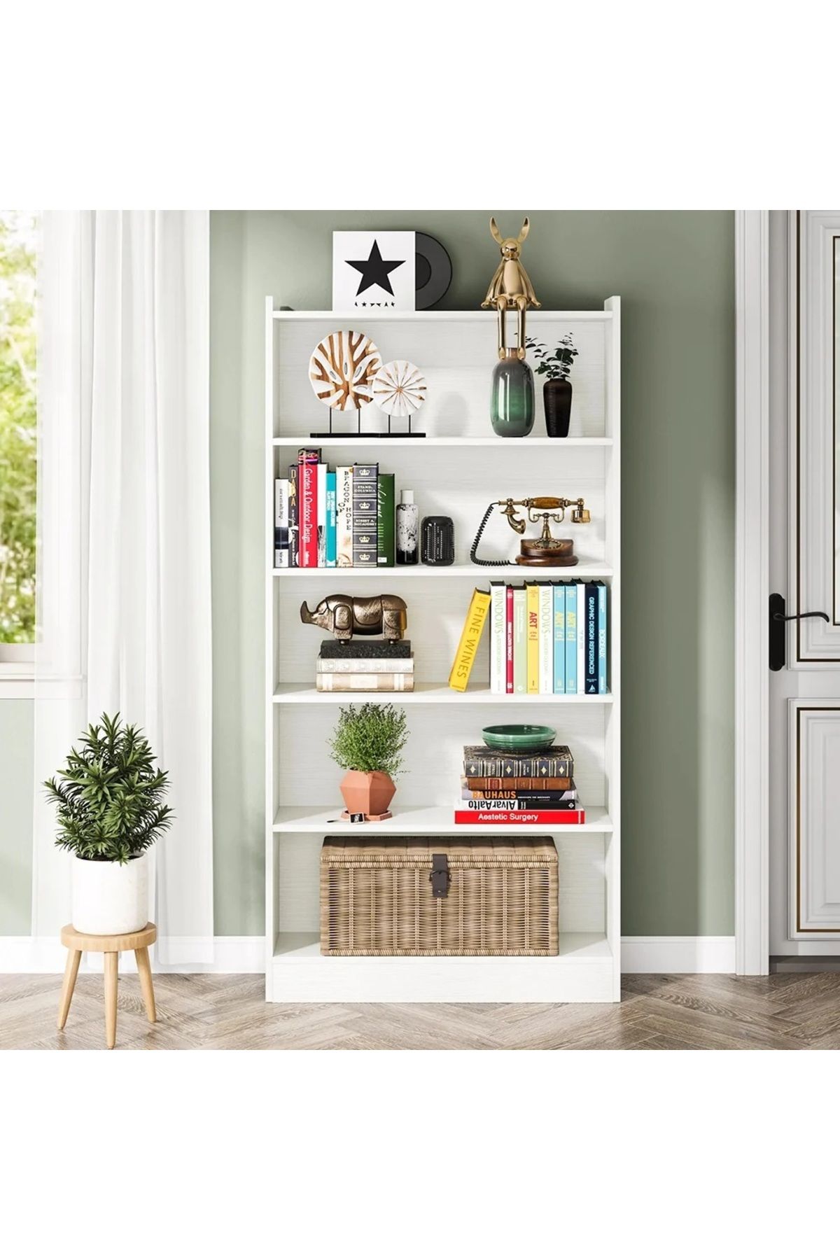 Mozide MDF White Library Kitaplık
