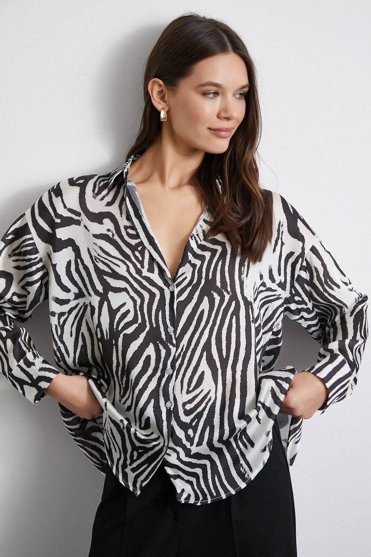 ZES COLLECTİONS Zebra Desenli Gömlek