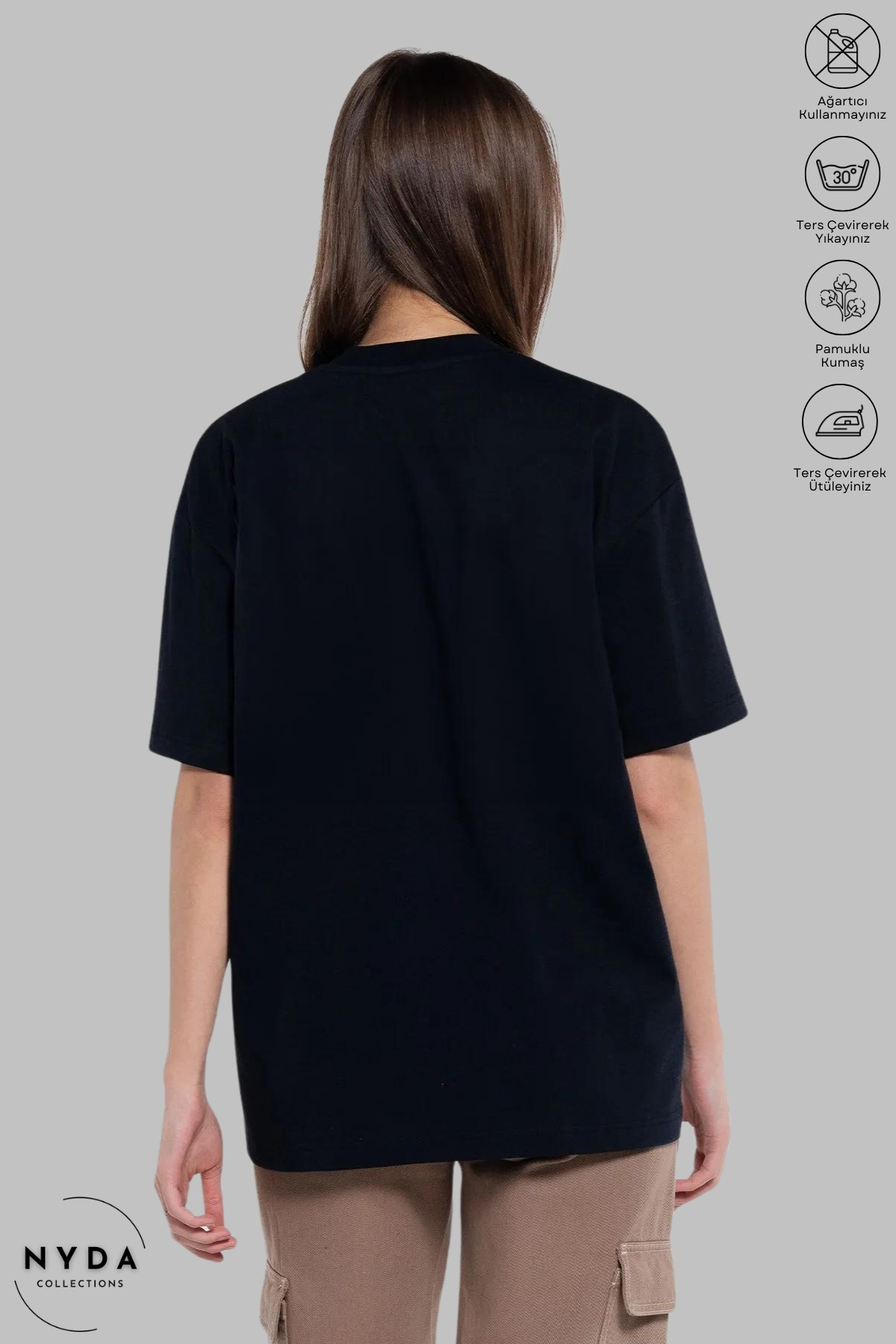 Nyda Collections-Women's Crew Neck Cactus Printed Cotton Oversize Short Sleeve T-Shirt 2