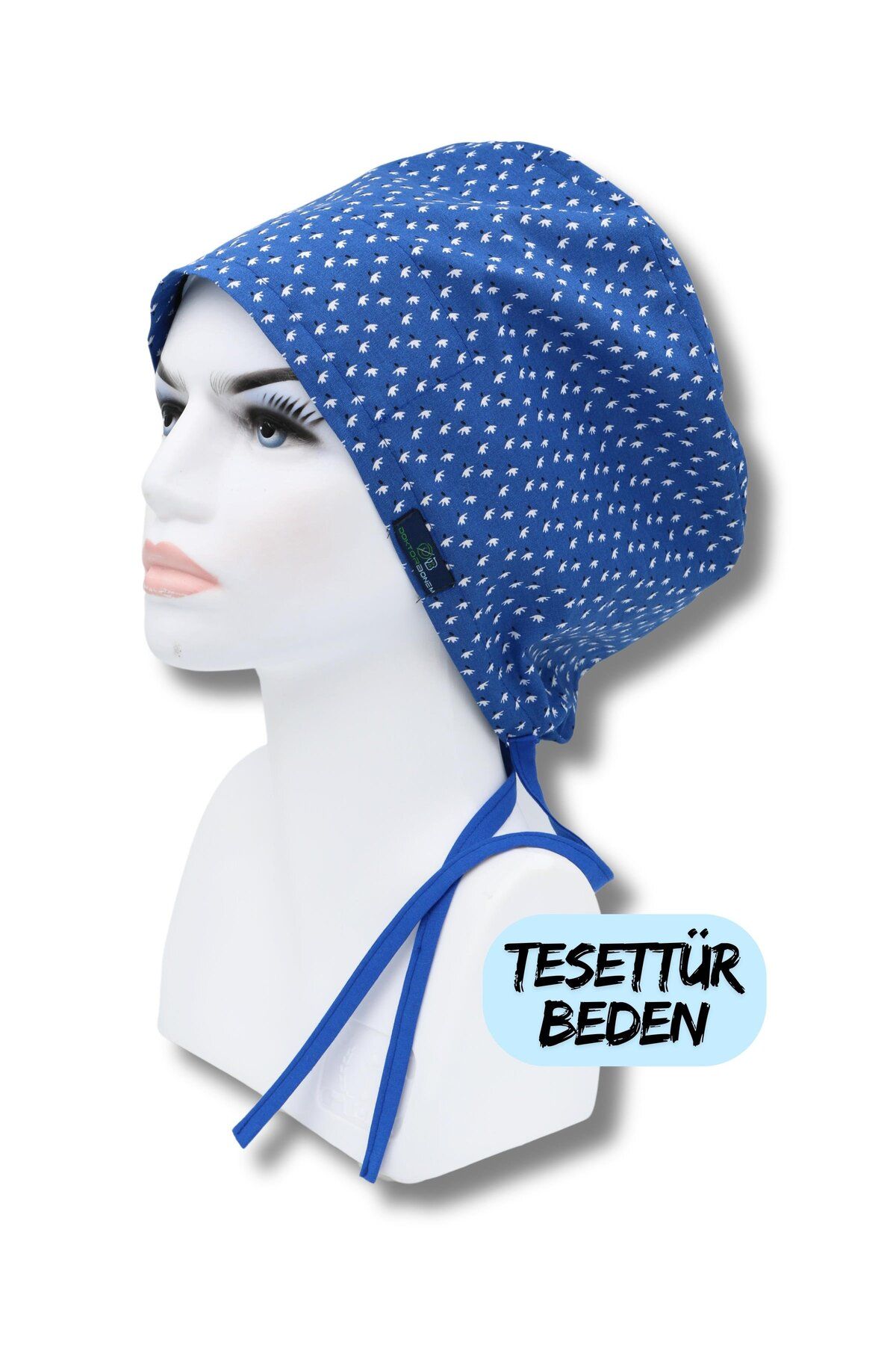 doktorbonem Tesettür Beden Saks Mavisi Pamuk Çiçeği Bone Doktor Hemşire Sağlıkçı Hastane Bonesi
