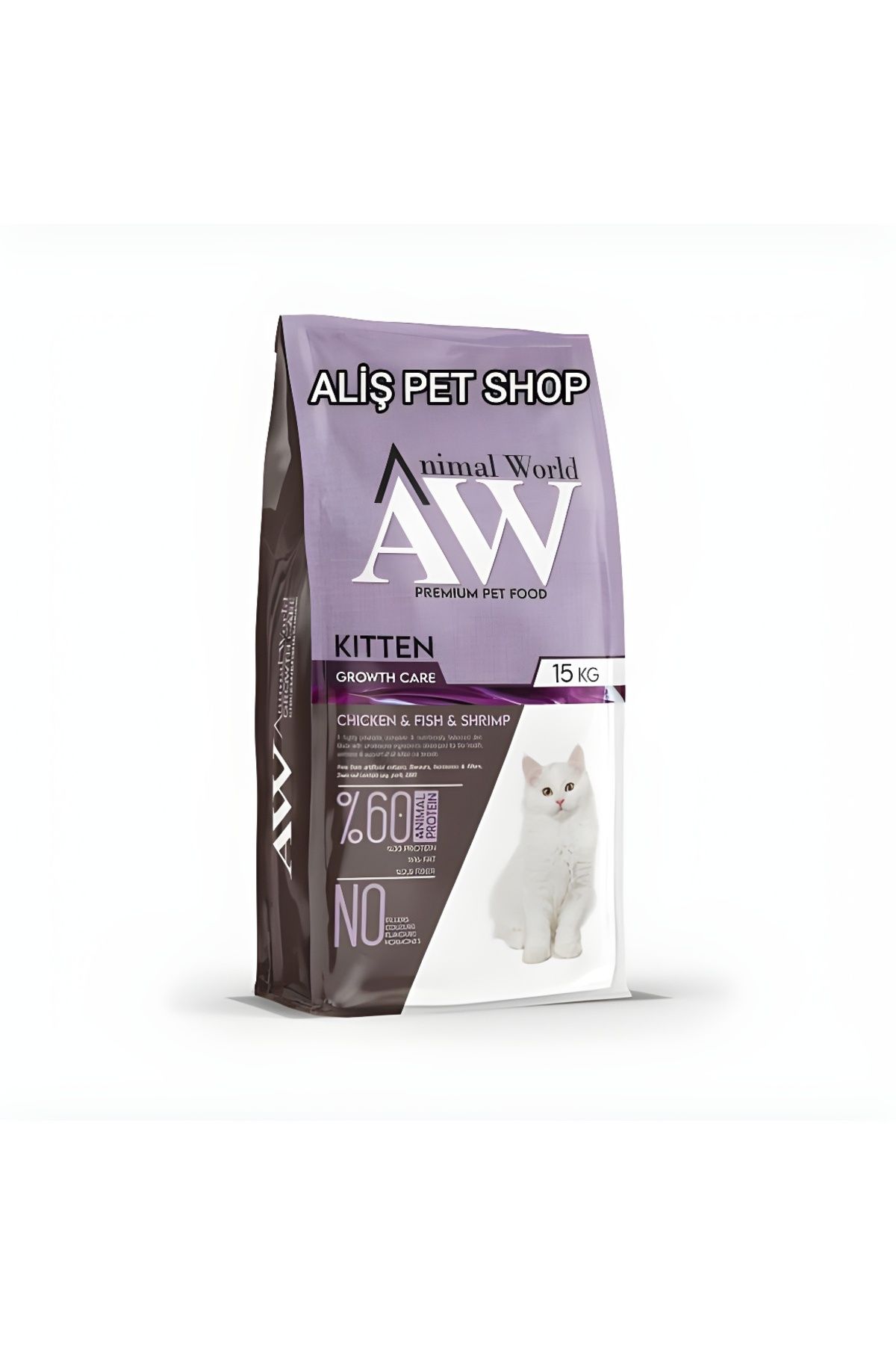 Animal World Tavuk Etli, Balık Etli ve Karidesli Kitten Yavru Kedi Maması 15 Kg