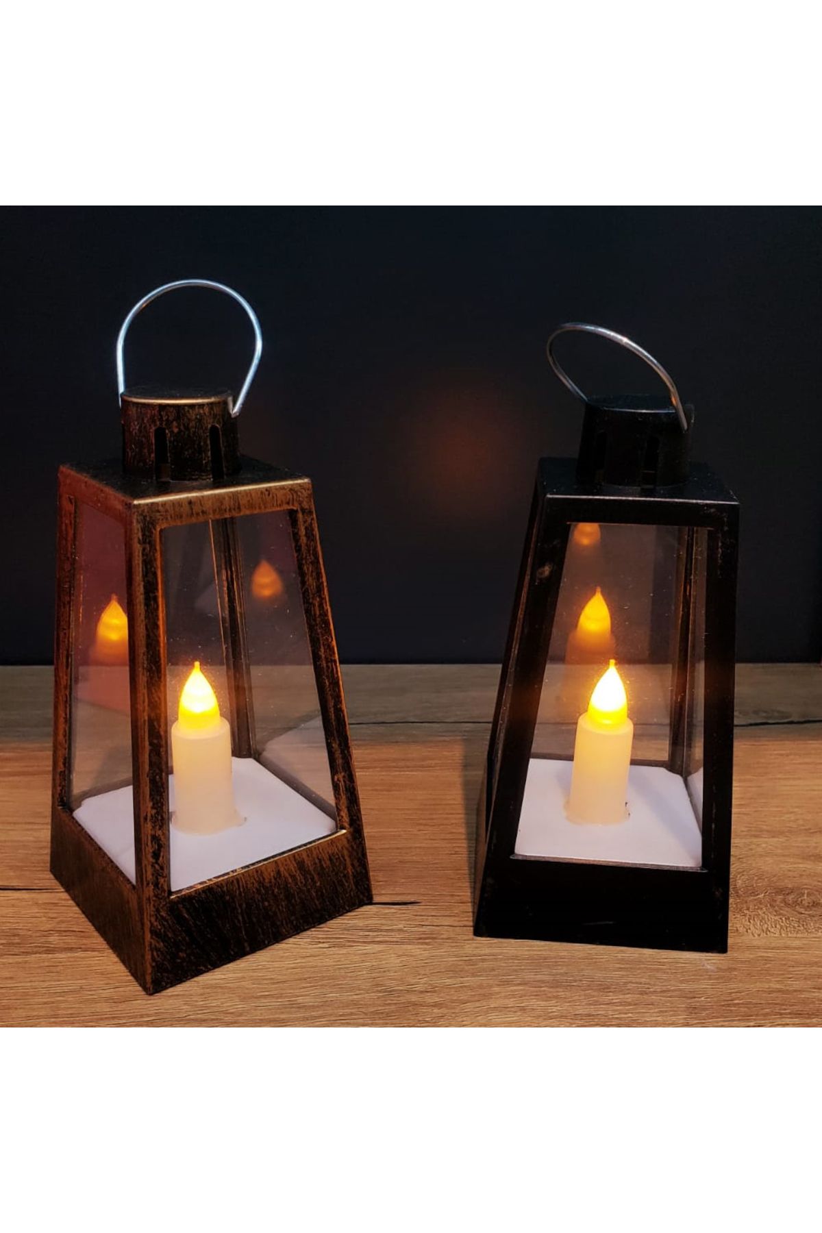 Allproduct Dekoratif Pilli Led Mumlu Kandil Asılabilir Fener