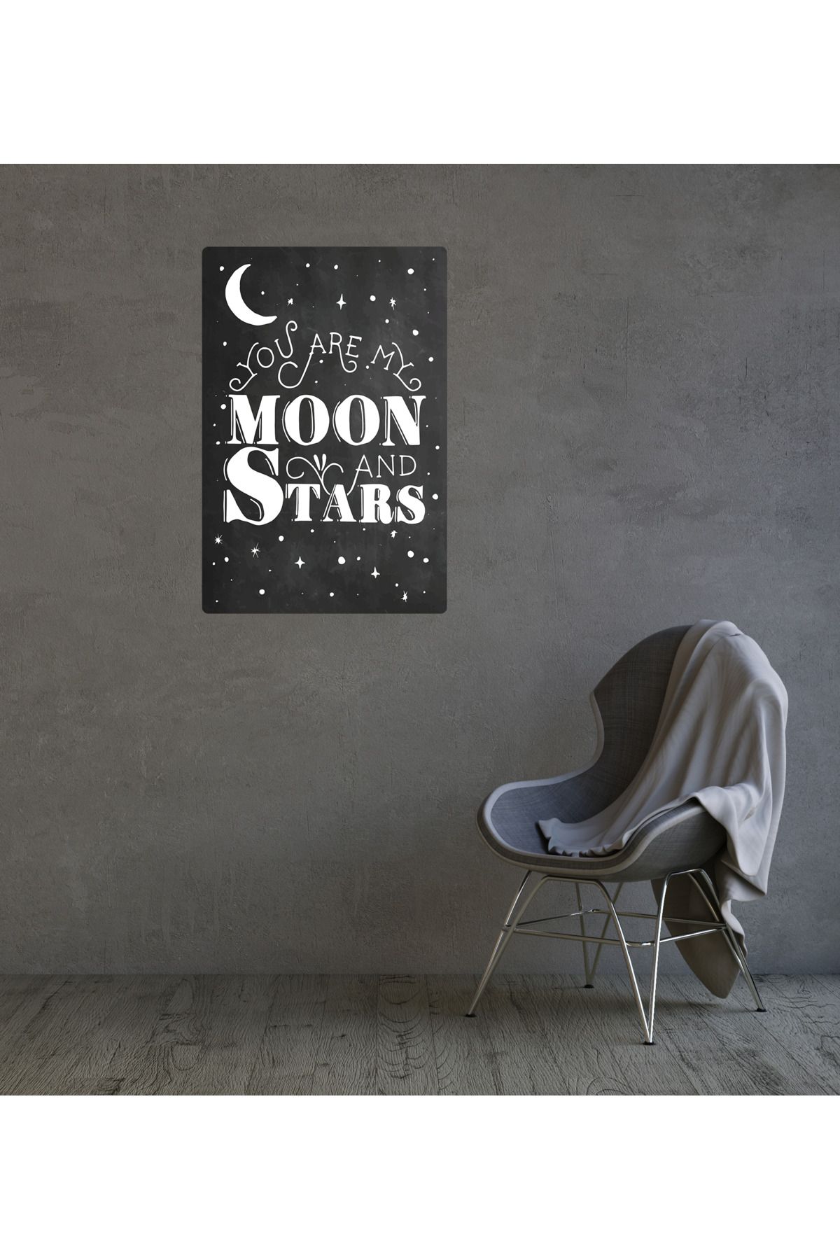 estölye Modern Tarzı Ahşap Uv Baskı Tablo (You Are My Moon And Stars)