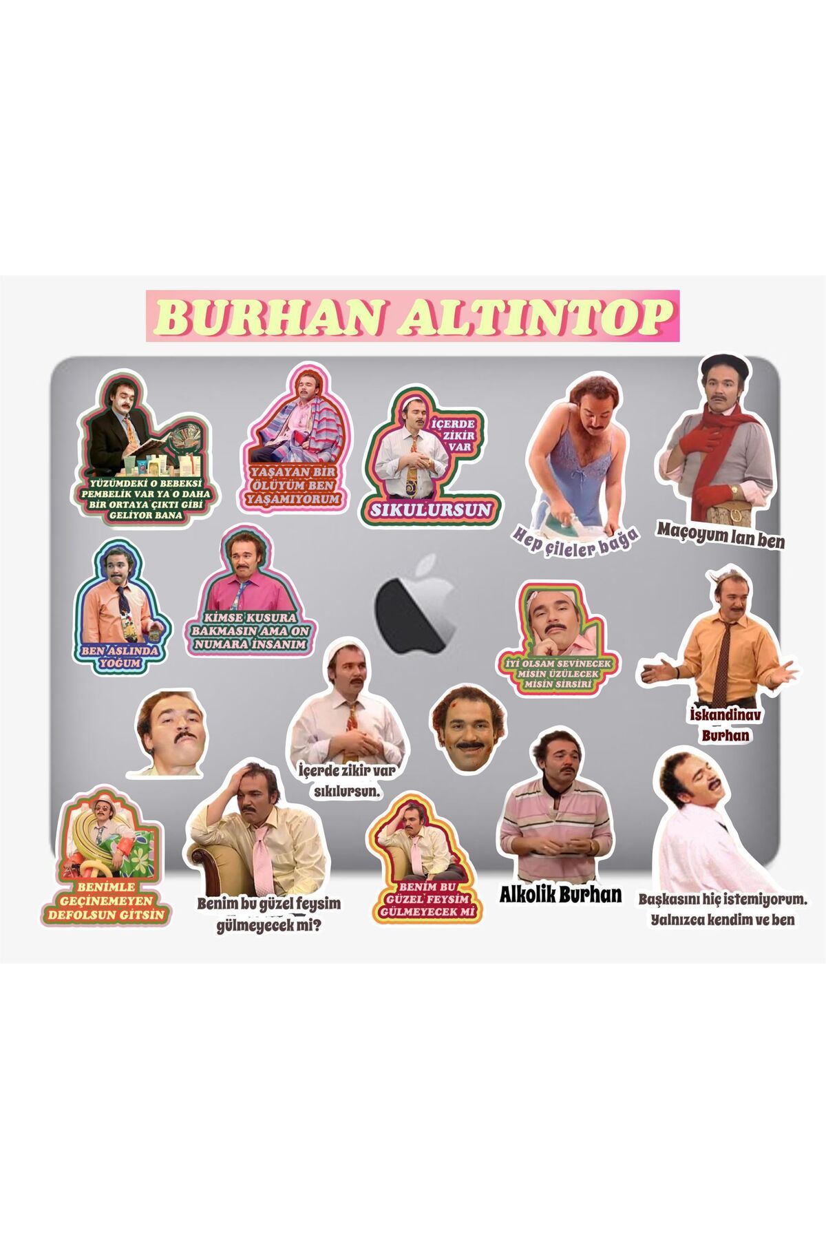 hediyenebak Burhan Altıntop Seri 1 Sticker Seti | Laptop Ajanda PC Tablet Telefon Defter Etiket Bullet Journal