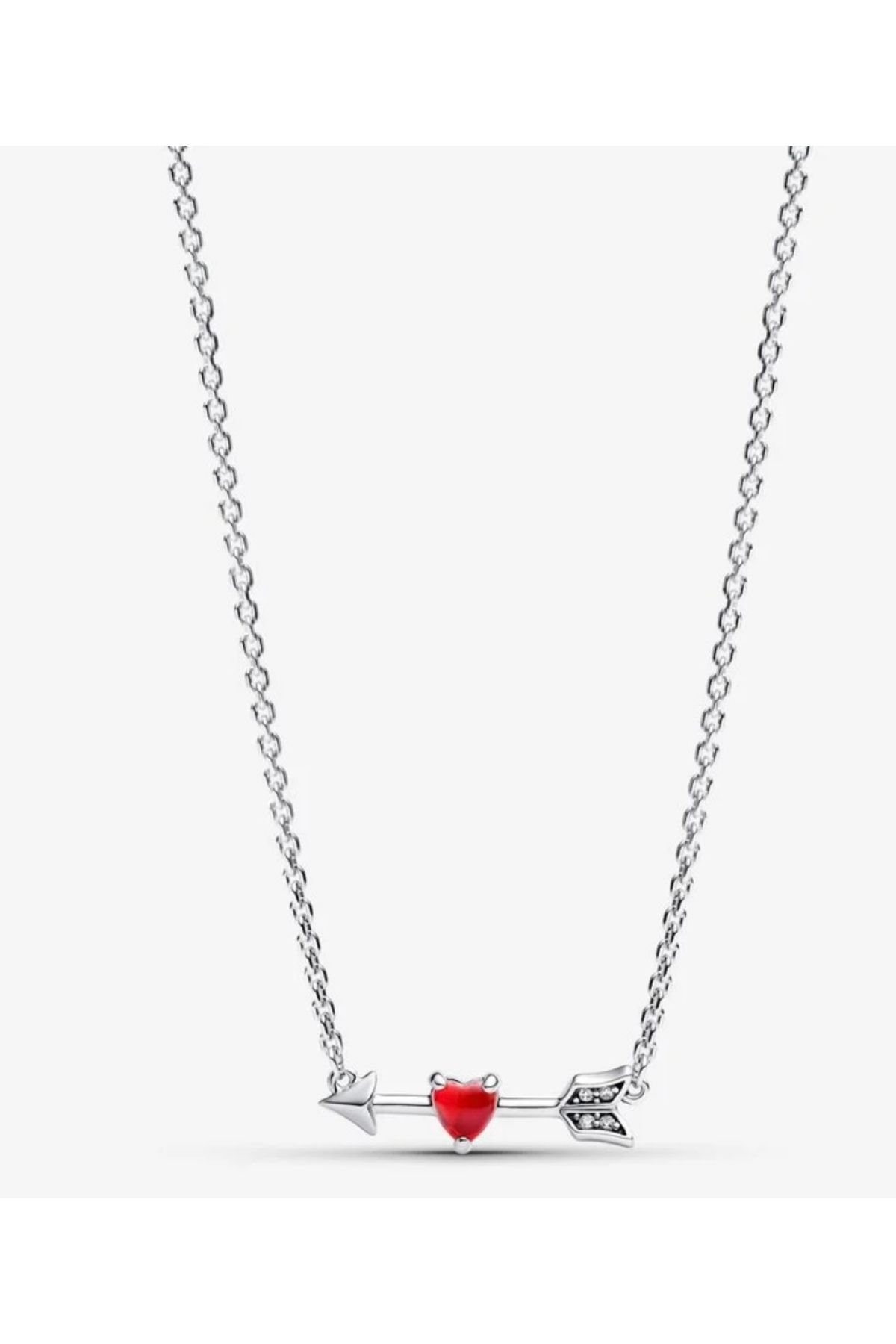 POSEİDONS JEWELLERY Poseidons Jewellery Ok Ve Murano Camı Kalp 925 Ayar Minimal Kolye
