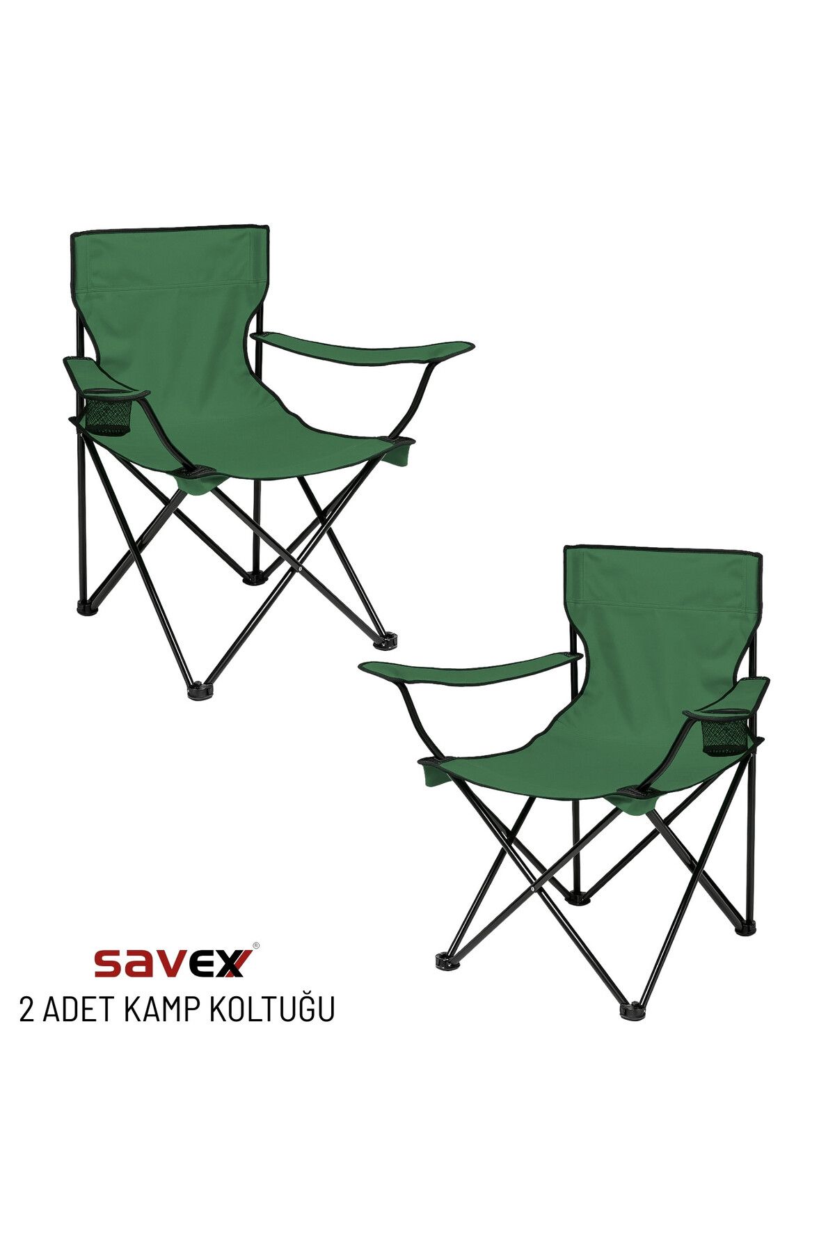 SAVEX 2 Adet Katlanır Kamp Sandalyesi - Piknik Plaj Sandalyesi - (DY.001) - Haki - Taşıma Çantalı